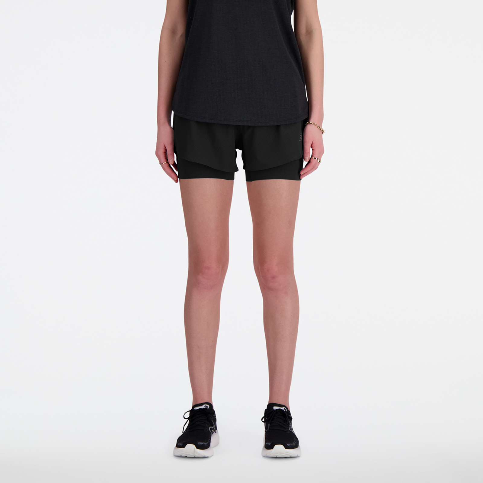 New Balance W RC Seamless 2 In 1 Short 3 Inch Regular Fit Damen, black, Grösse: XL