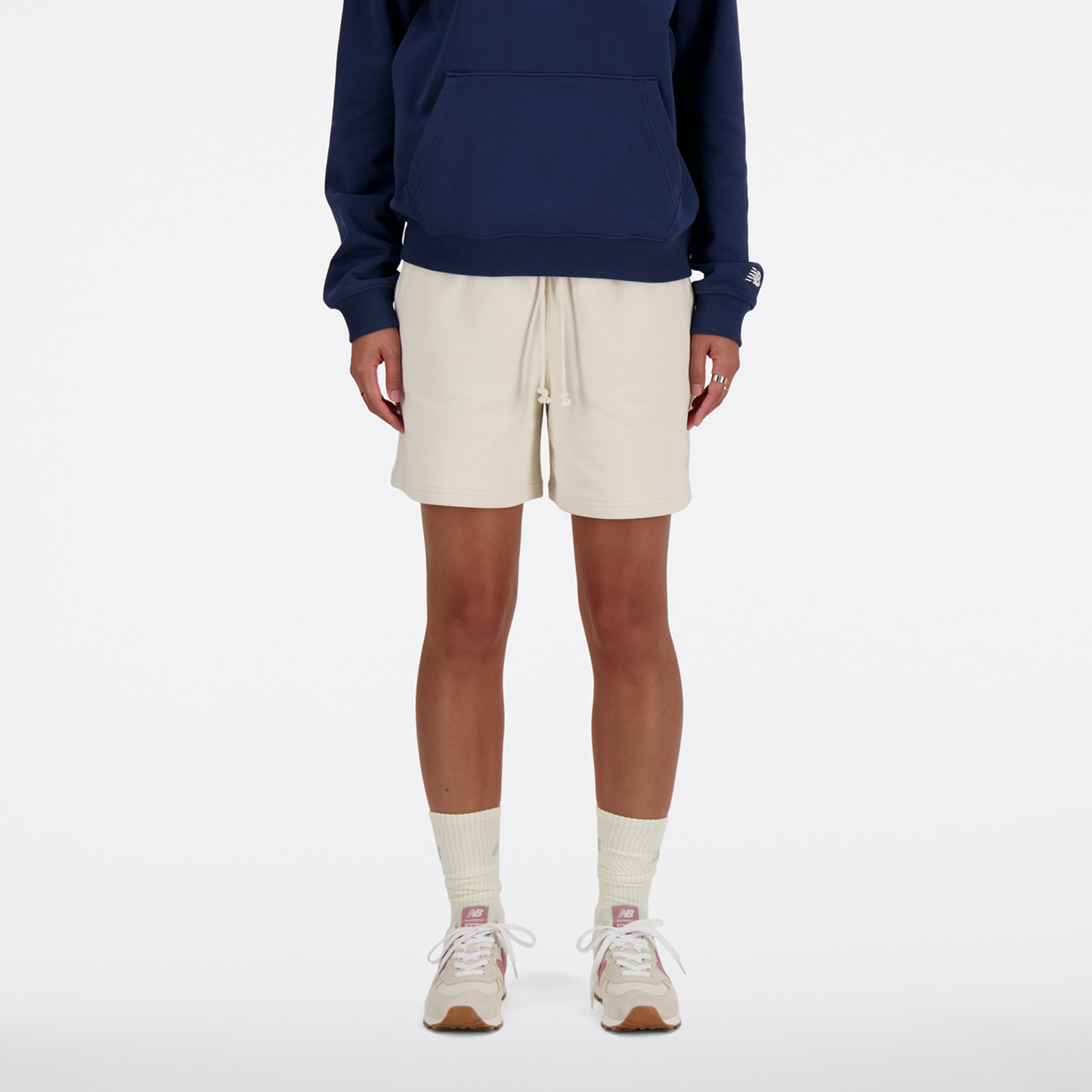 New Balance W NB Athletics French Terry Short Relaxed Fit Damen, linen, Grösse: L