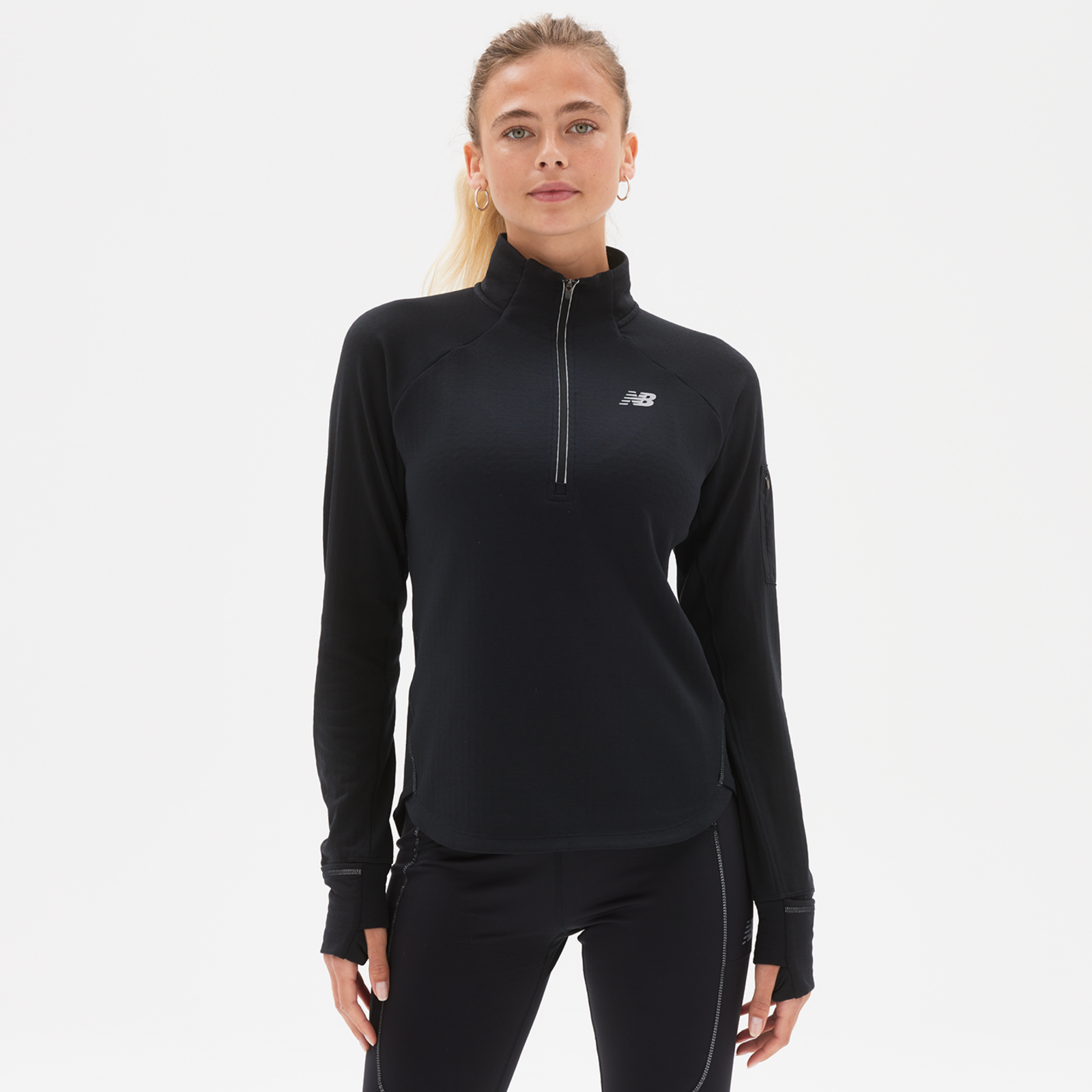New Balance W NB Heat Grid Half Zip Athletic Fit Damen, black, Grösse: L
