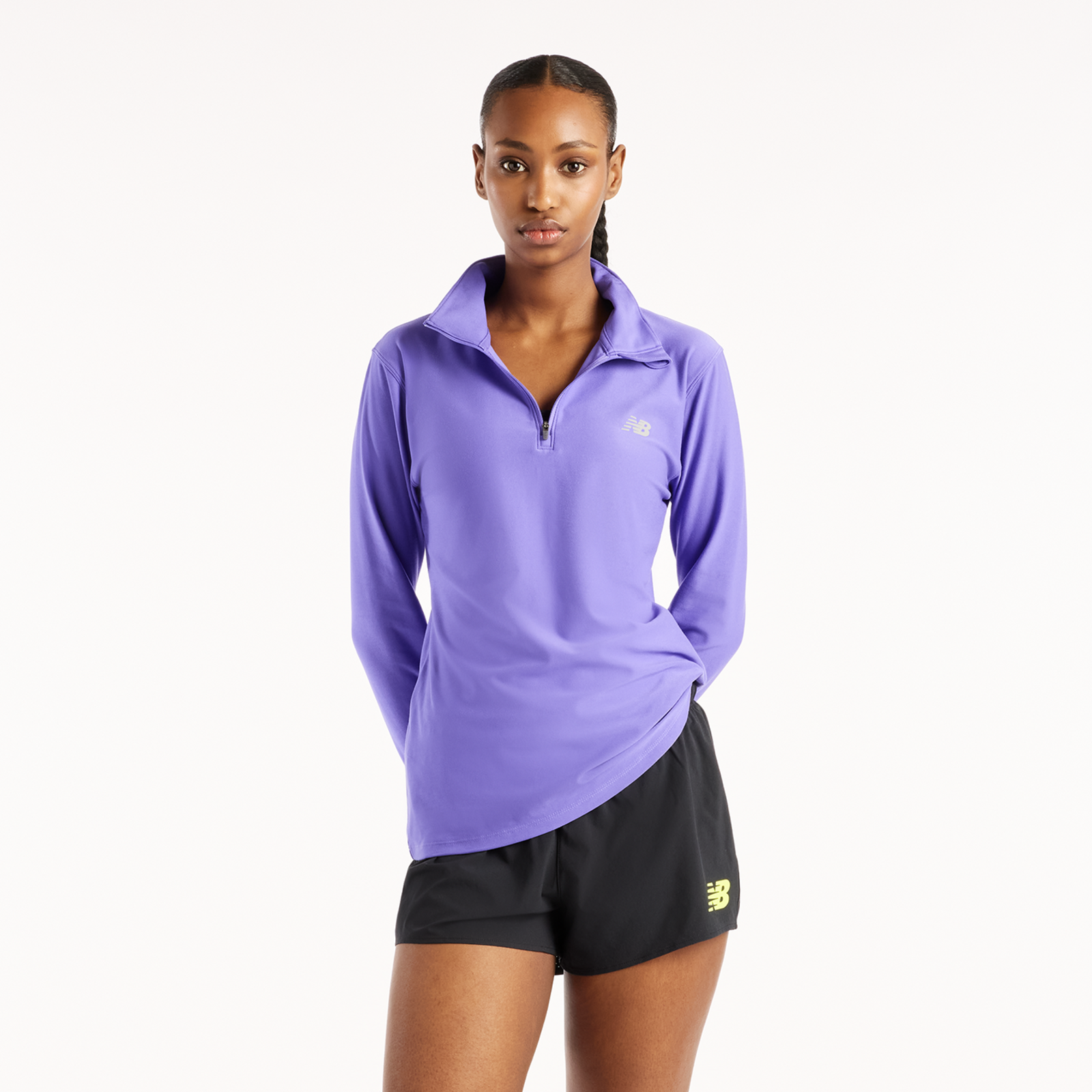 New Balance W Sport Essentials Space Dye Quarter Zip Slim Fit Damen, violett, Grösse: L