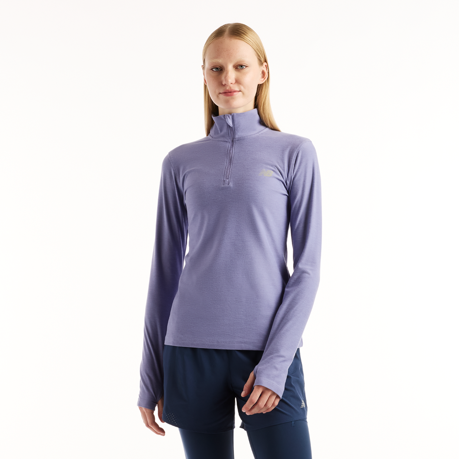 New Balance W Sport Essentials Space Dye Quarter Zip Slim Fit Damen, violett, Grösse: L
