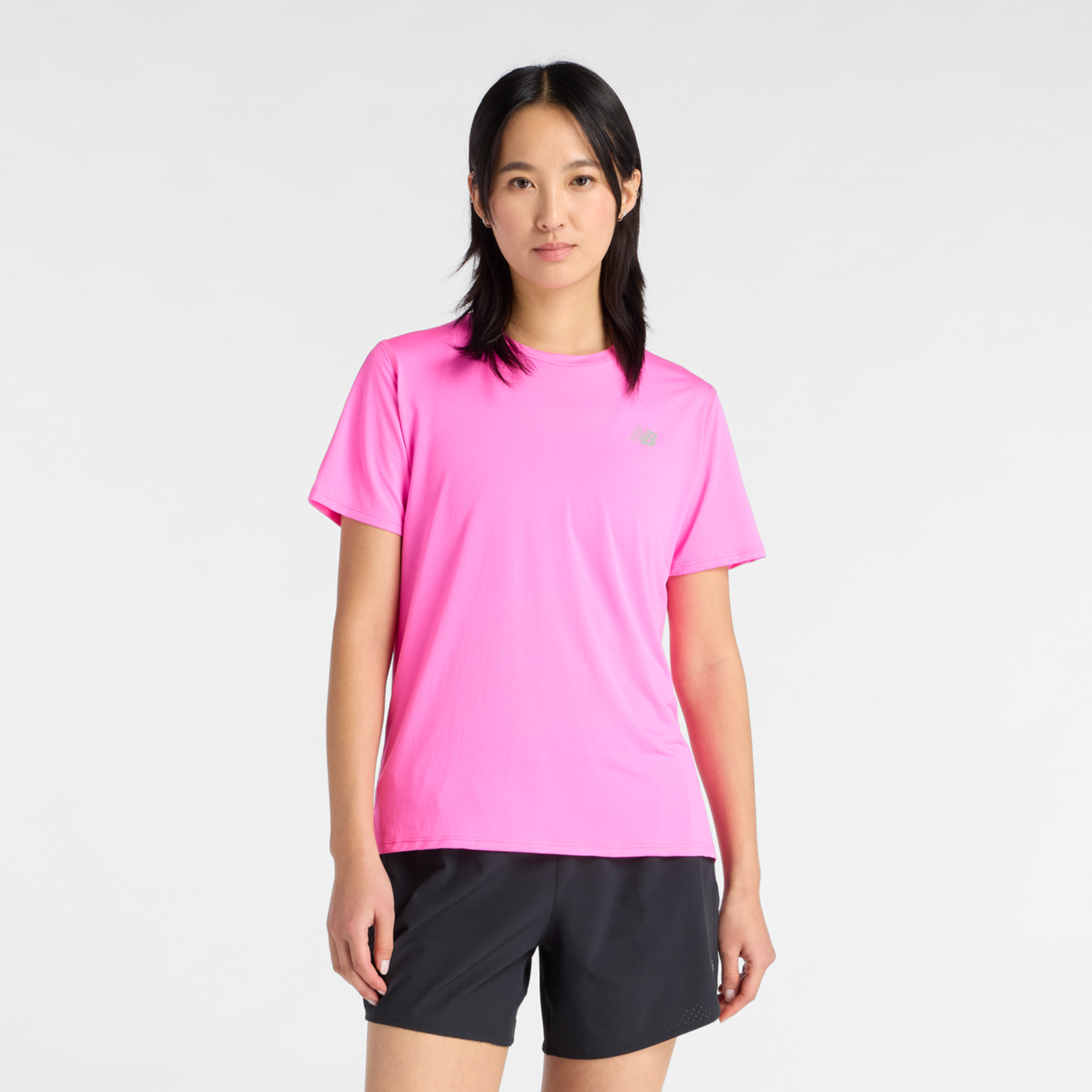 New Balance W New Balance Short Sleeve Regular Fit Damen, pink heat, Grösse: L