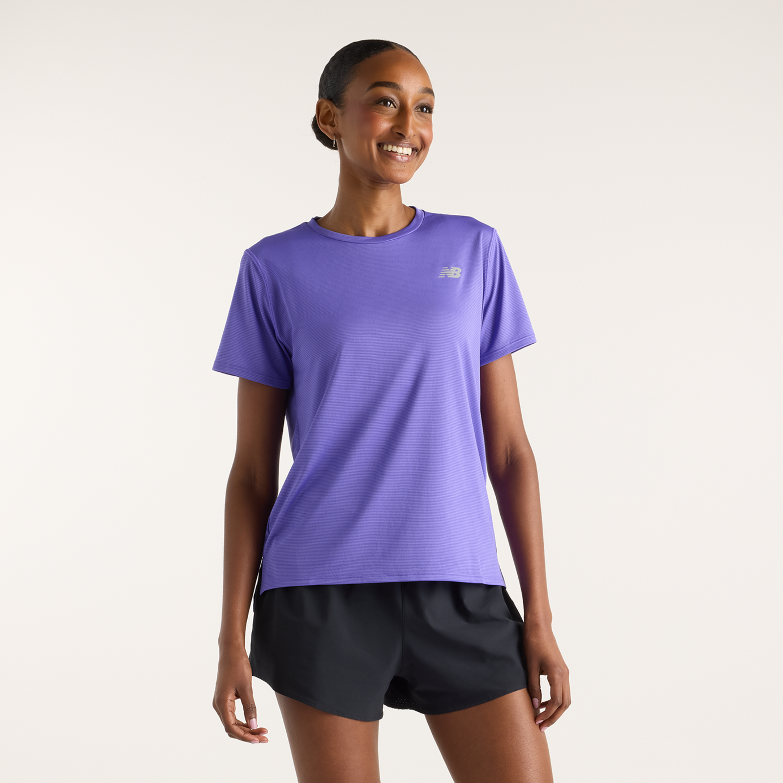New Balance W New Balance Short Sleeve Regular Fit Damen, electric purple, Grösse: L