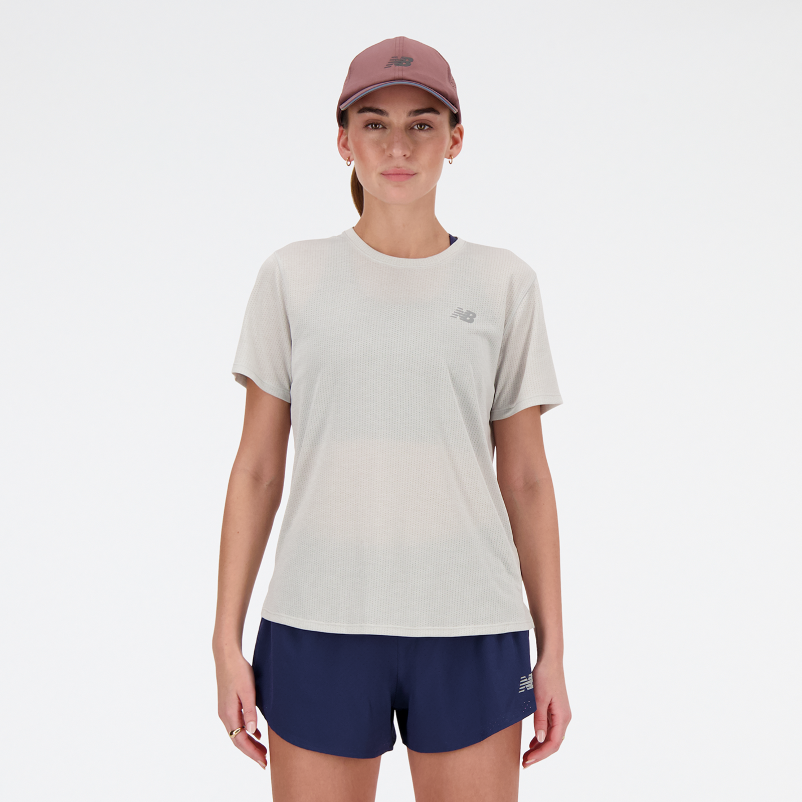 New Balance W NB Athletics Short Sleeve Regular Fit Damen, ash heather, Grösse: XL