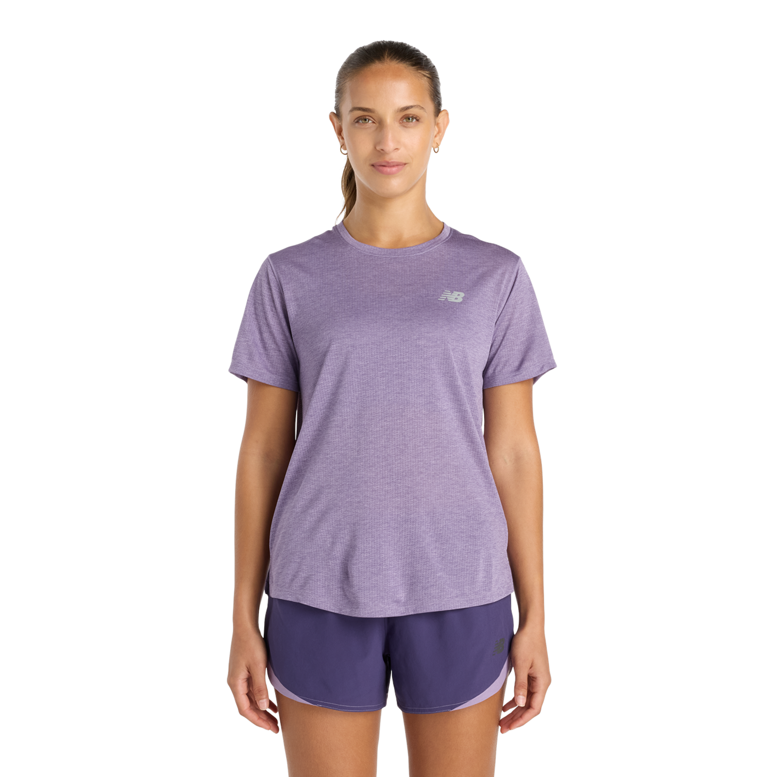 New Balance W NB Athletics Short Sleeve Regular Fit Damen, candied violet heather, Grösse: XL