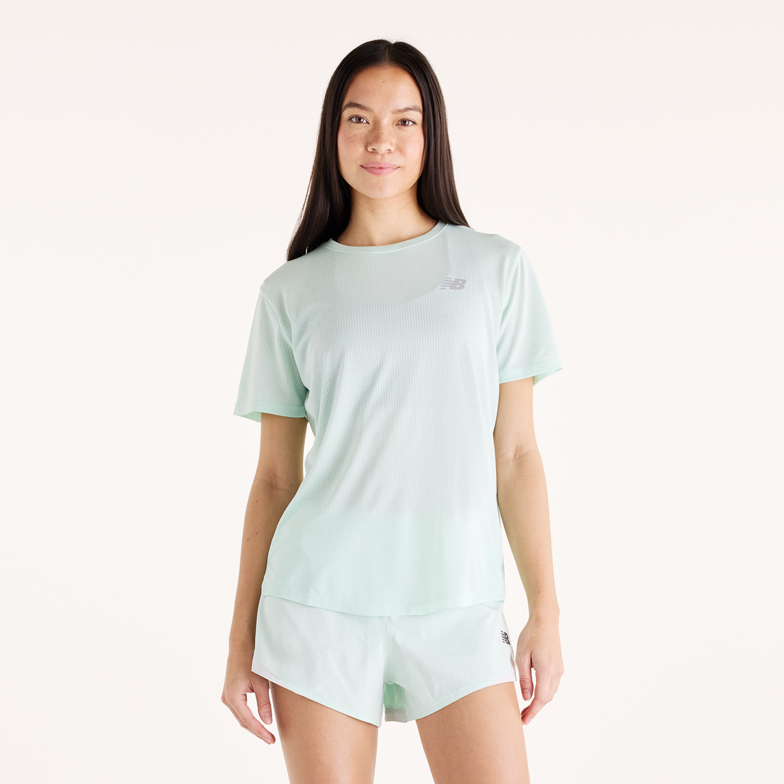 New Balance W NB Athletics Short Sleeve Regular Fit Damen, cosmic jade heather, Grösse: S