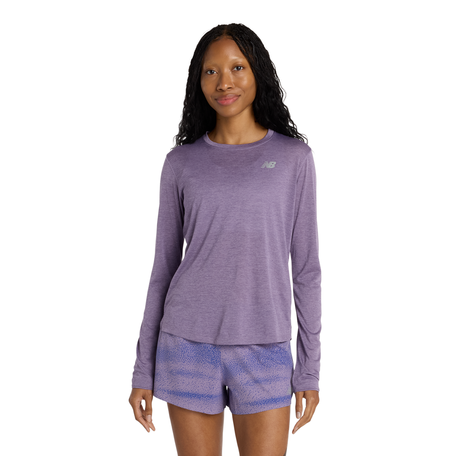 New Balance W NB Athletics Long Sleeve Regular Fit Damen, candied violet heather, Grösse: XL