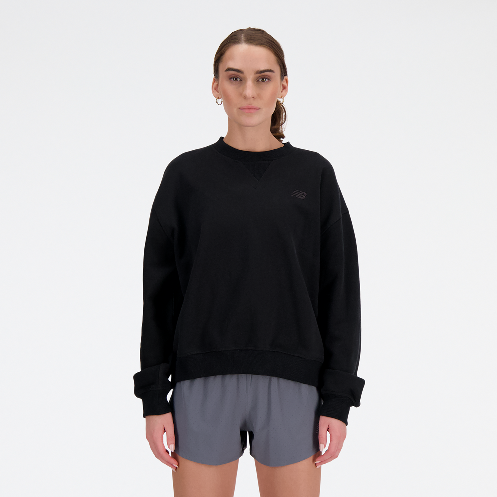 New Balance W NB Athletics French Terry Crew Oversized Fit Damen, black, Grösse: XL