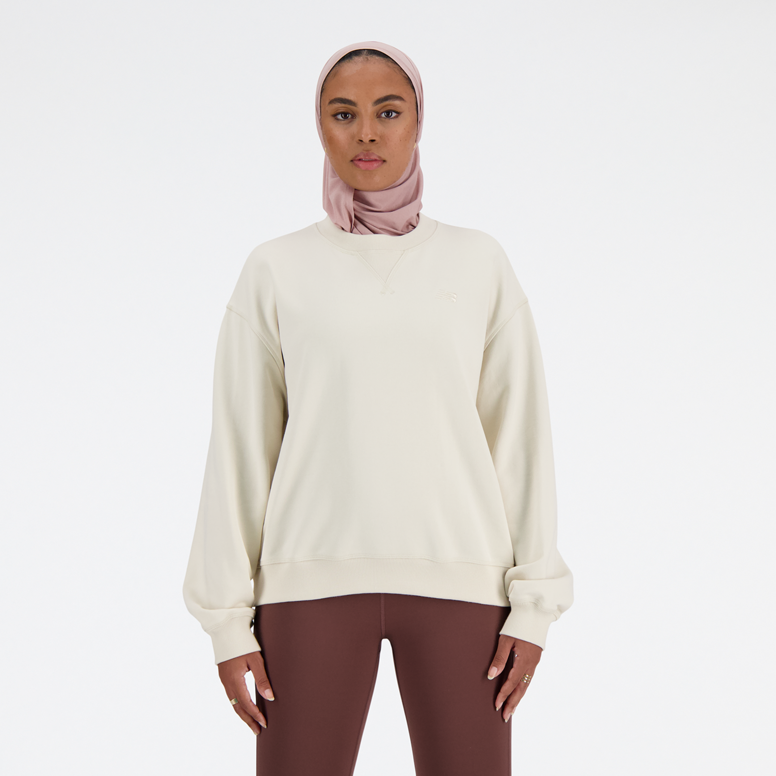 New Balance W NB Athletics French Terry Crew Oversized Fit Damen, linen, Grösse: XL