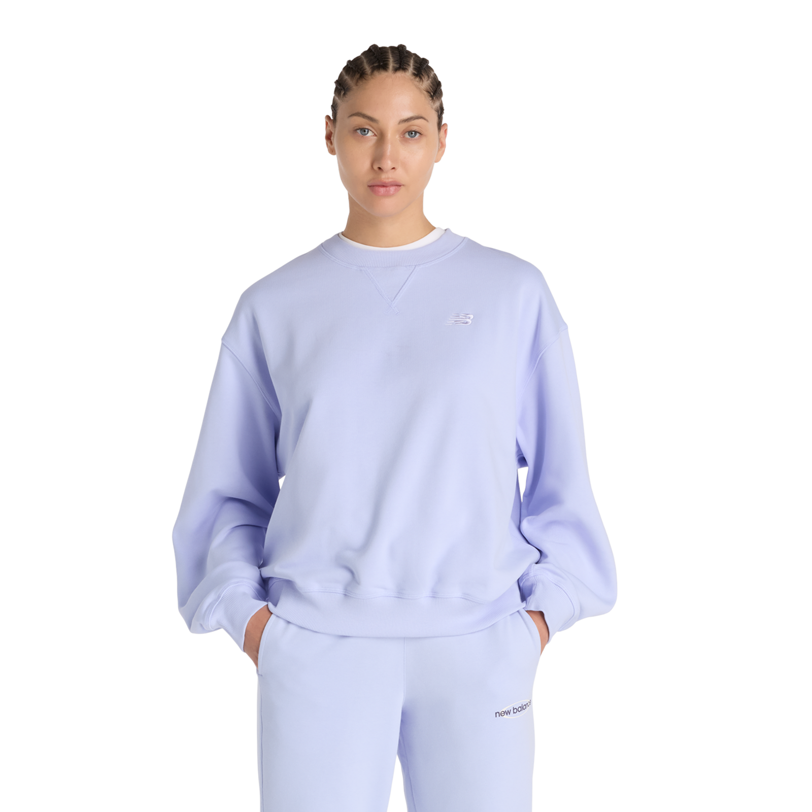 New Balance W NB Athletics French Terry Crew Oversized Fit Damen, daybreak, Grösse: M