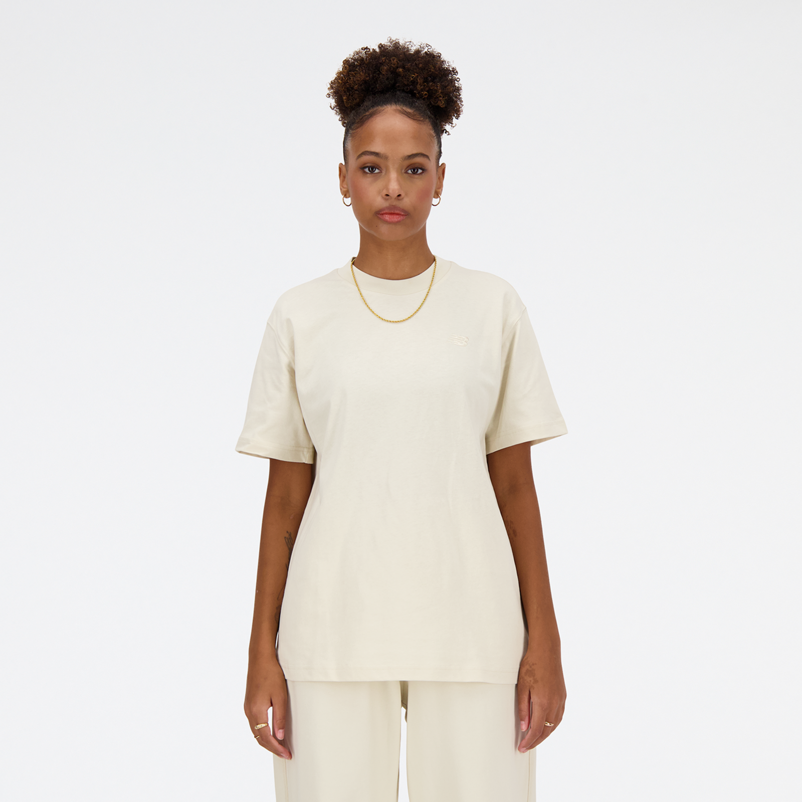 New Balance W NB Athletics Jersey T-Shirt Relaxed Fit Damen, linen, Grösse: M