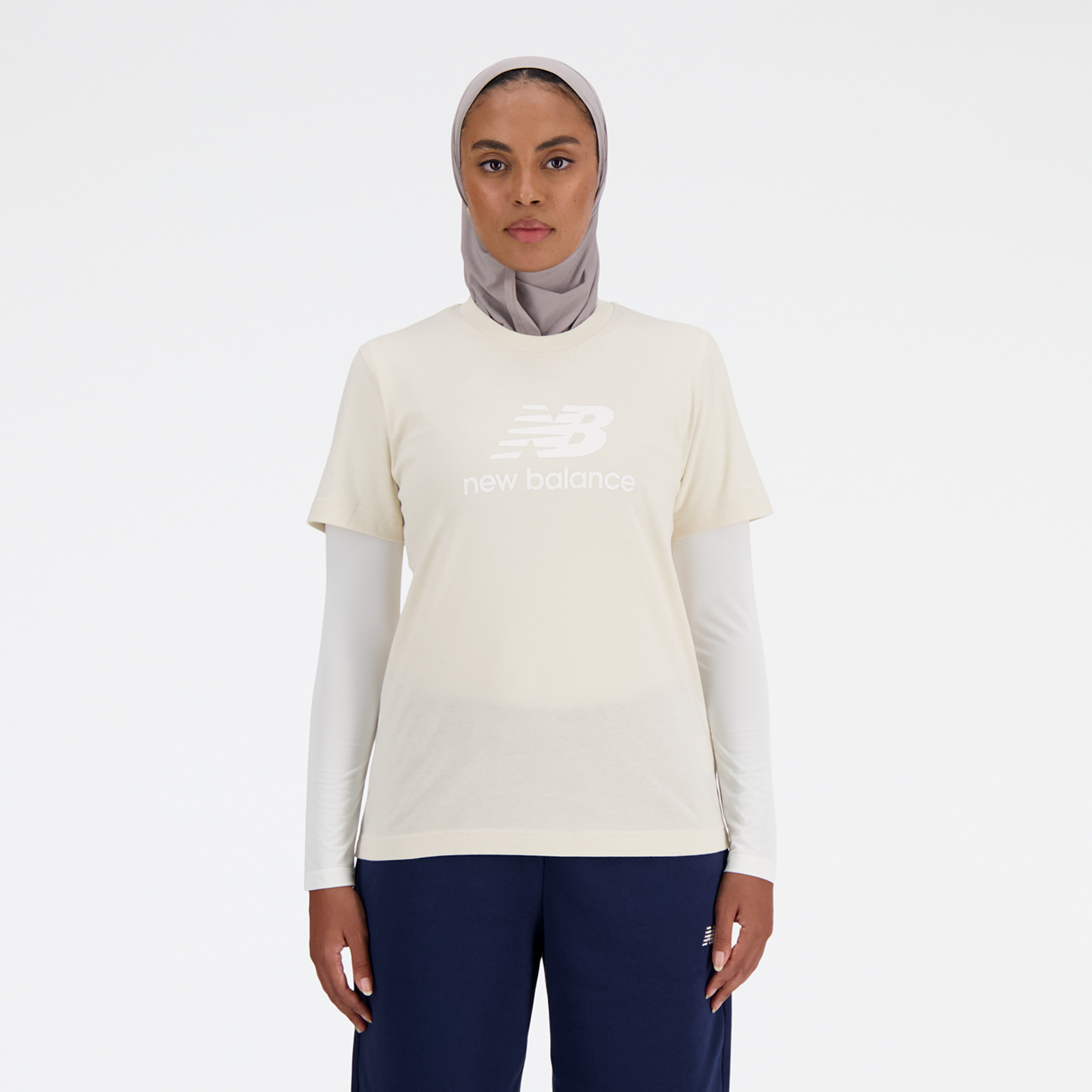 New Balance W Sport Essentials Jersey Logo T-Shirt Regular Fit Damen, linen, Grösse: XL