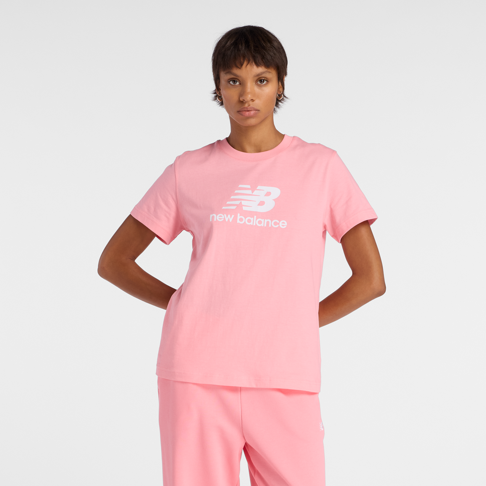New Balance W Sport Essentials Jersey Logo T-Shirt Regular Fit Damen, double bubble, Grösse: XL