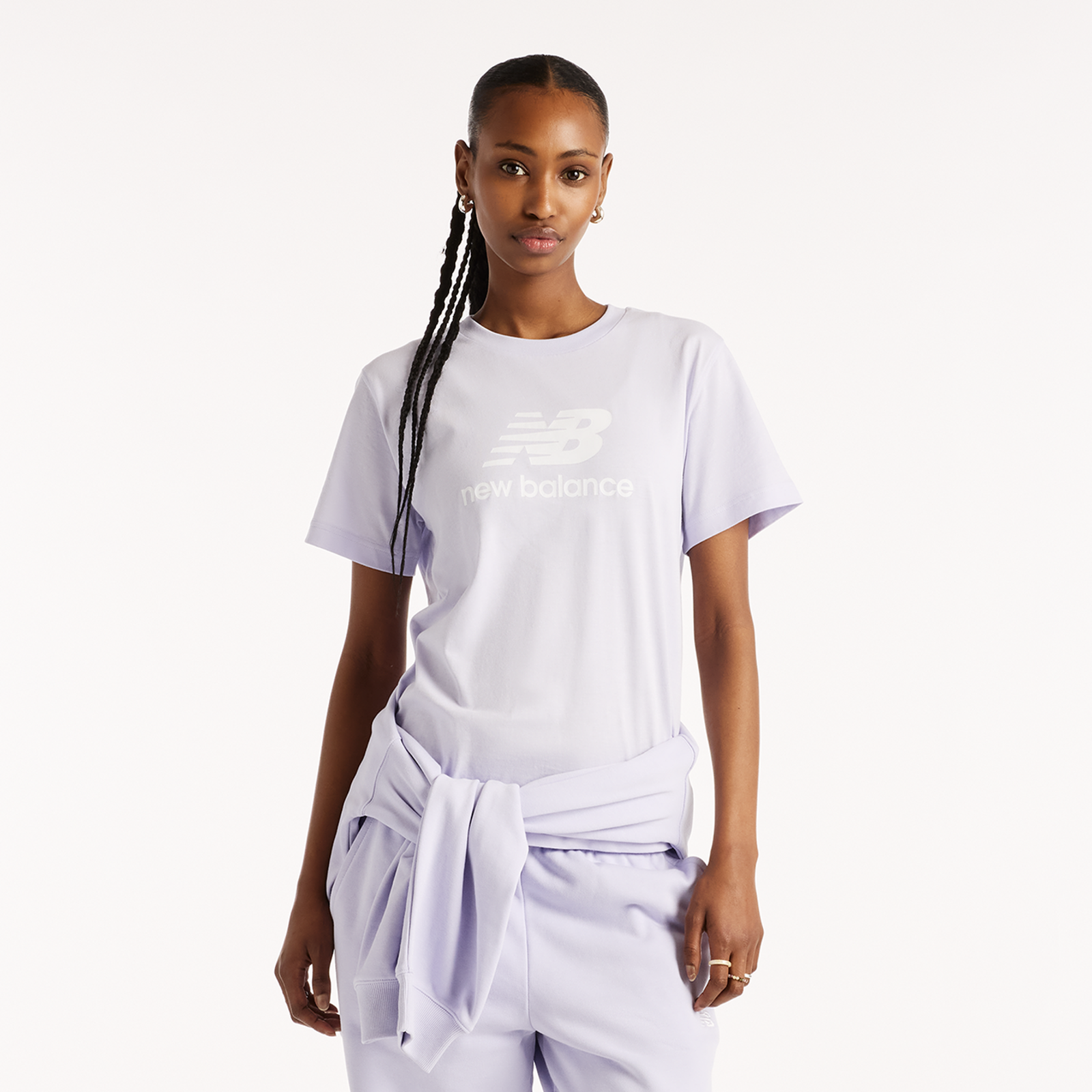 New Balance W Sport Essentials Jersey Logo T-Shirt Regular Fit Damen, violett, Grösse: XL