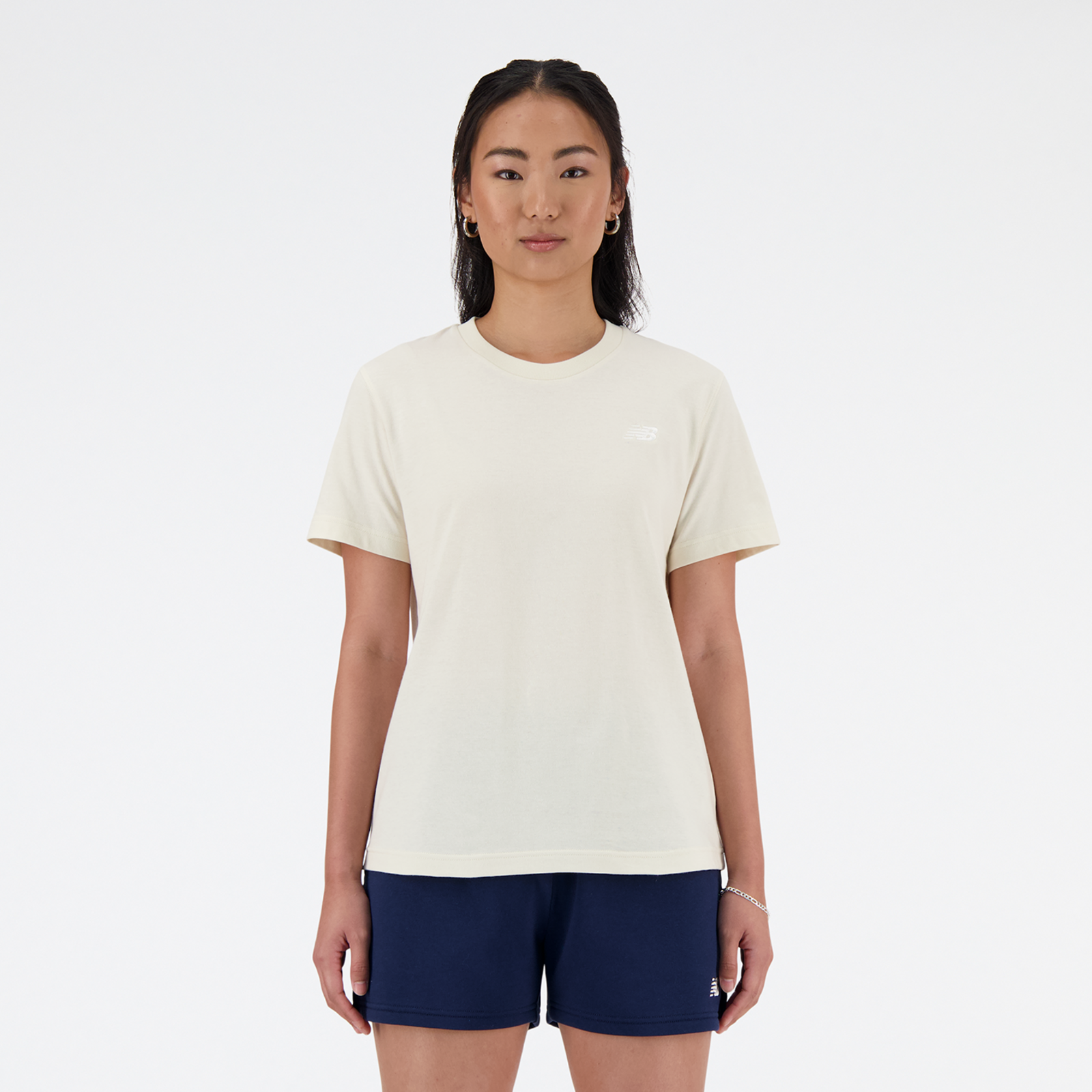 New Balance W New Balance Jersey Small Logo T-Shirt Regular Fit Damen, beige, Grösse: XL