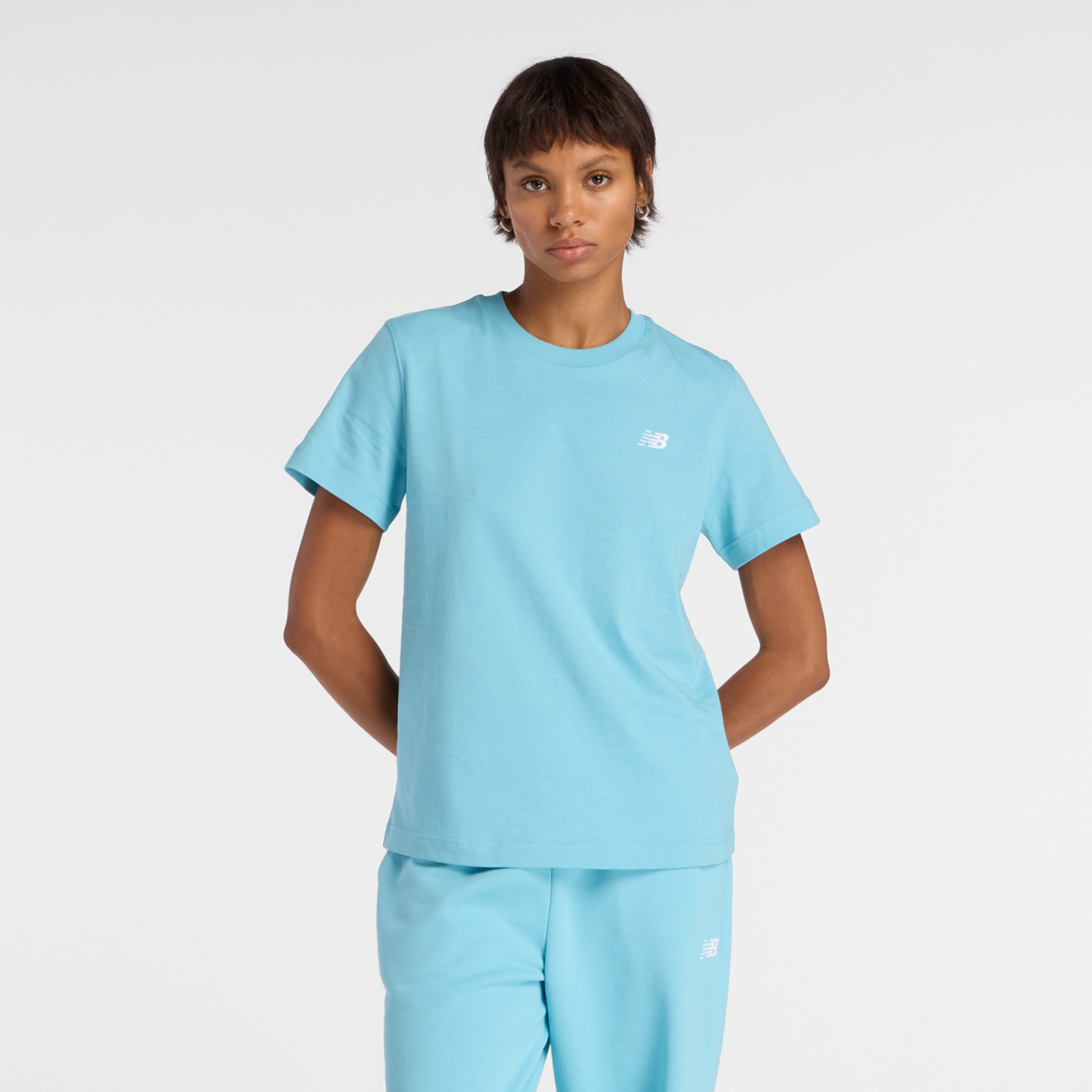 New Balance W New Balance Jersey Small Logo T-Shirt Regular Fit Damen, blau, Grösse: XS