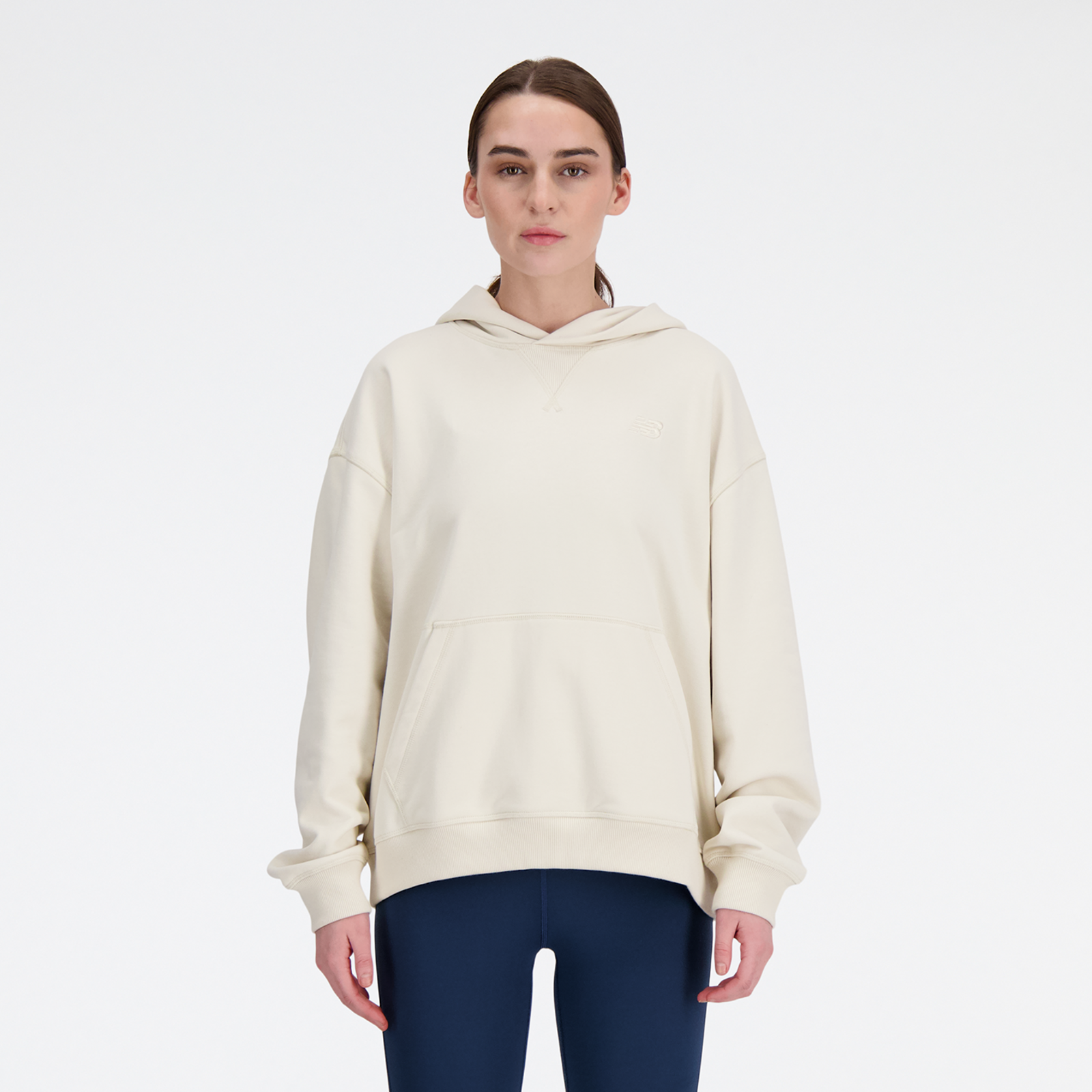 New Balance New Balance W NB Athletics French Terry Hoodie Damen, beige, Grösse: XL Oversized Fit Damen, beige, Grösse: XL