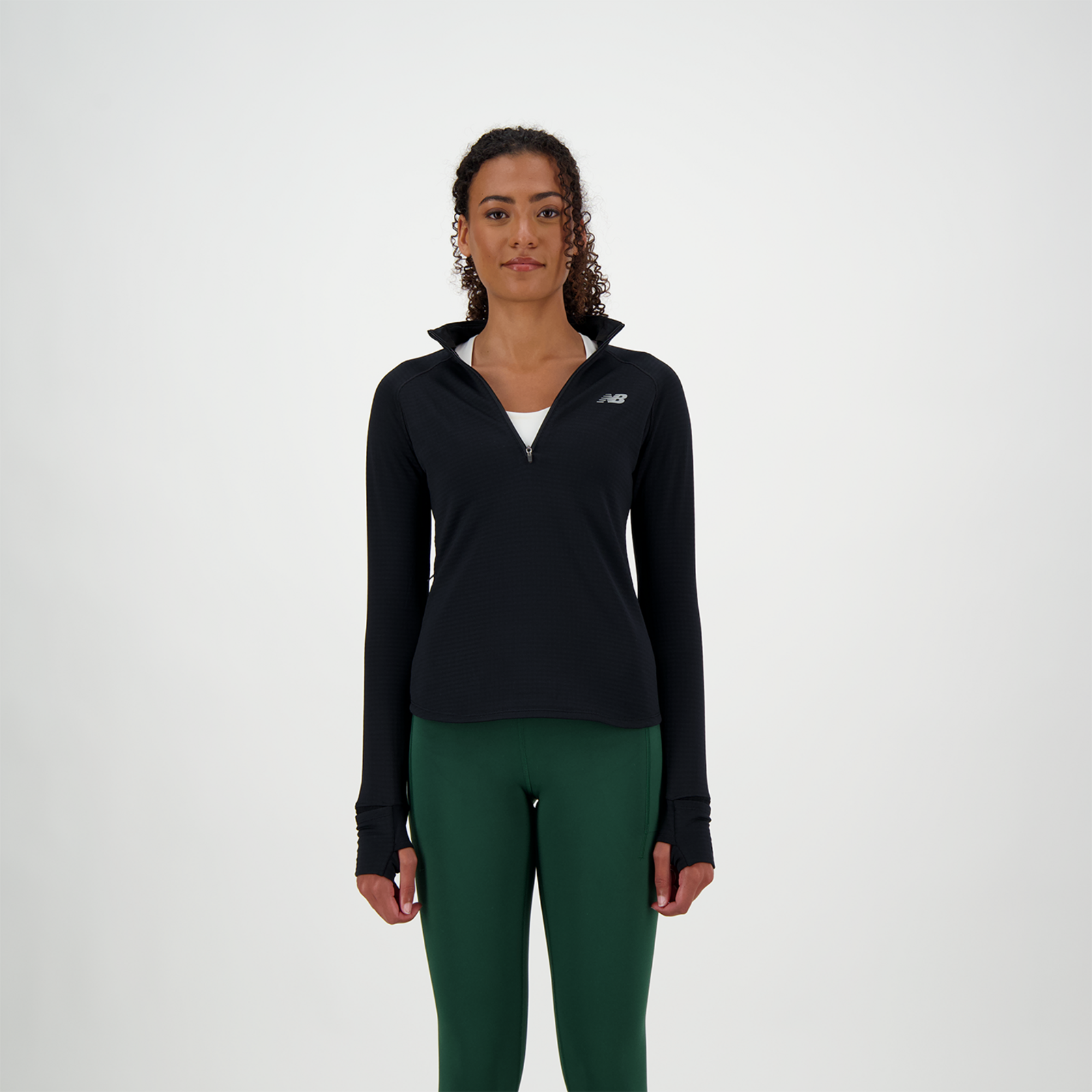 New Balance W Athletics Heat Grid Half Zip Slim Fit Damen, black, Grösse: XL