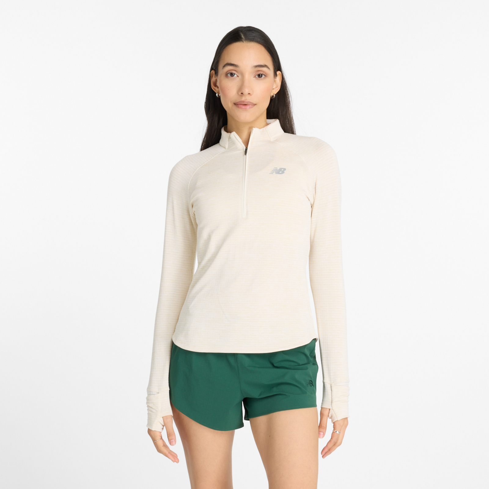 New Balance W Athletics Heat Grid Half Zip Slim Fit Damen, linen heather, Grösse: L