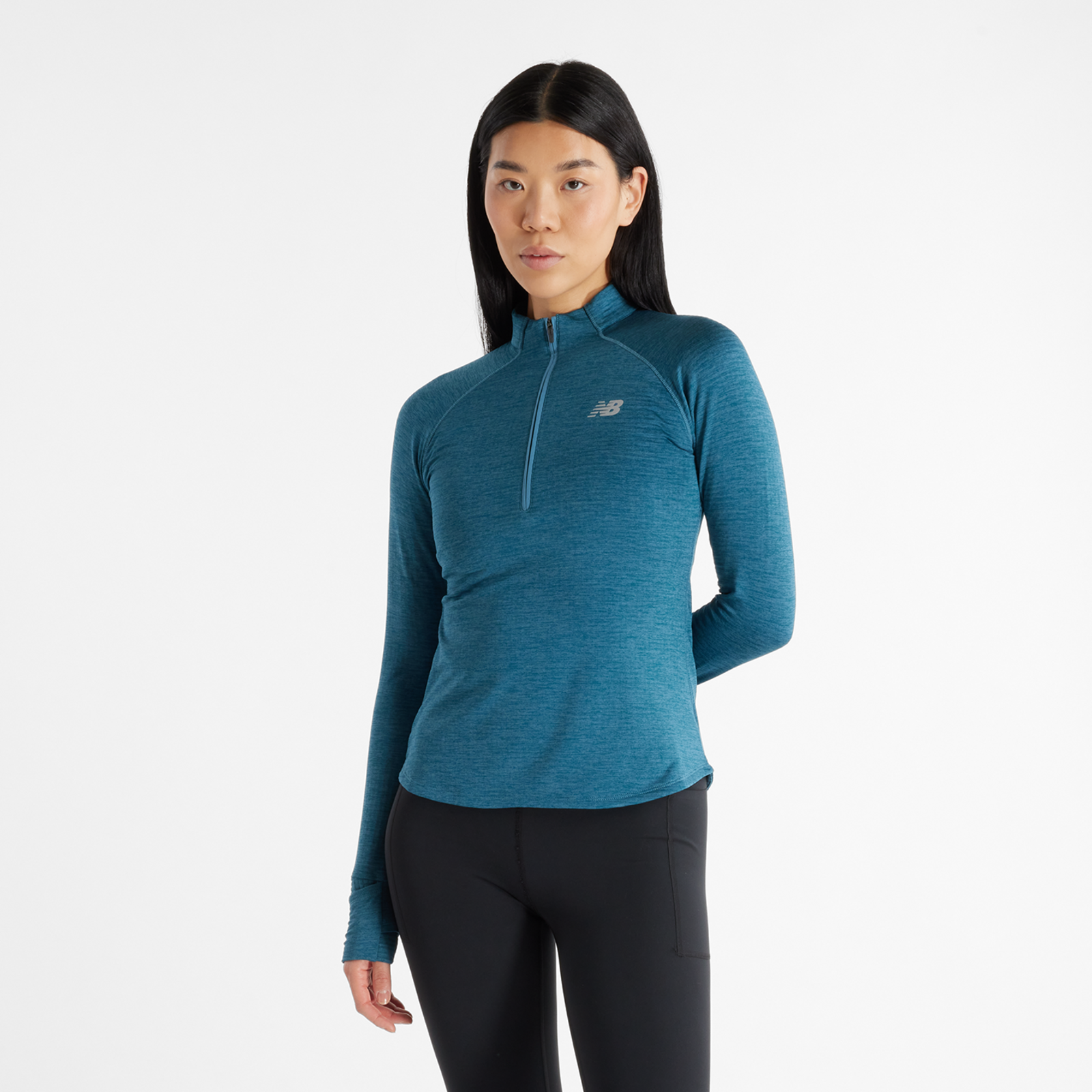 New Balance W Athletics Heat Grid Half Zip Slim Fit Damen, terrarium heather, Grösse: XL