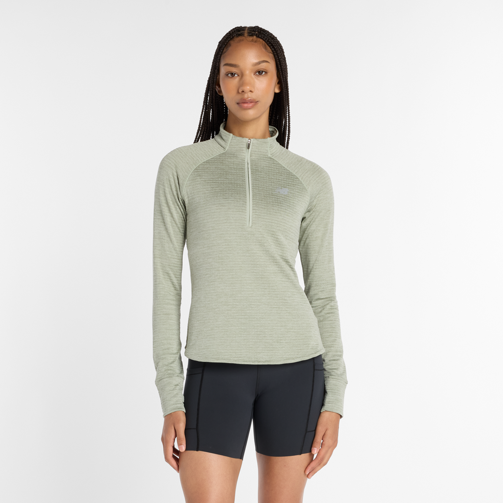 New Balance W Athletics Heat Grid Half Zip Slim Fit Damen, garter snake heather, Grösse: XL