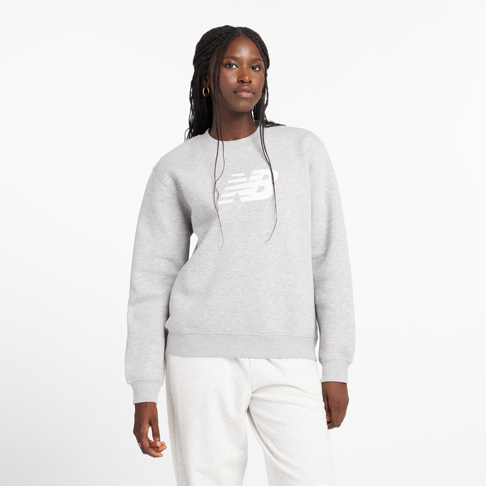 Image of New Balance New Balance W Sport Fleece Logo Crew Damen, grau, Grösse: L Damen, grau, Grösse: L