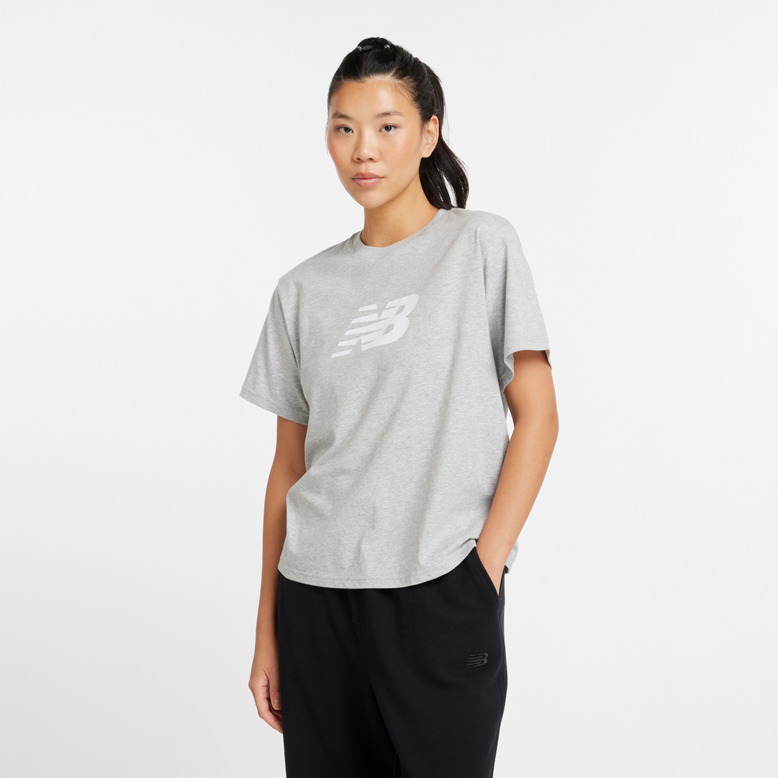 New Balance W Sport Jersey Relaxed Logo T-Shirt Relaxed Fit Damen, athletic grey, Grösse: S