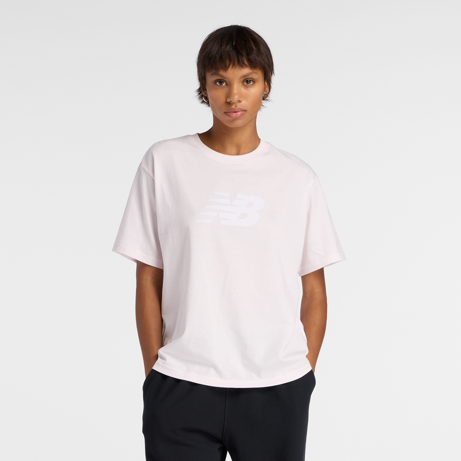 New Balance W Sport Jersey Relaxed Logo T-Shirt Relaxed Fit Damen, pink, Grösse: XL