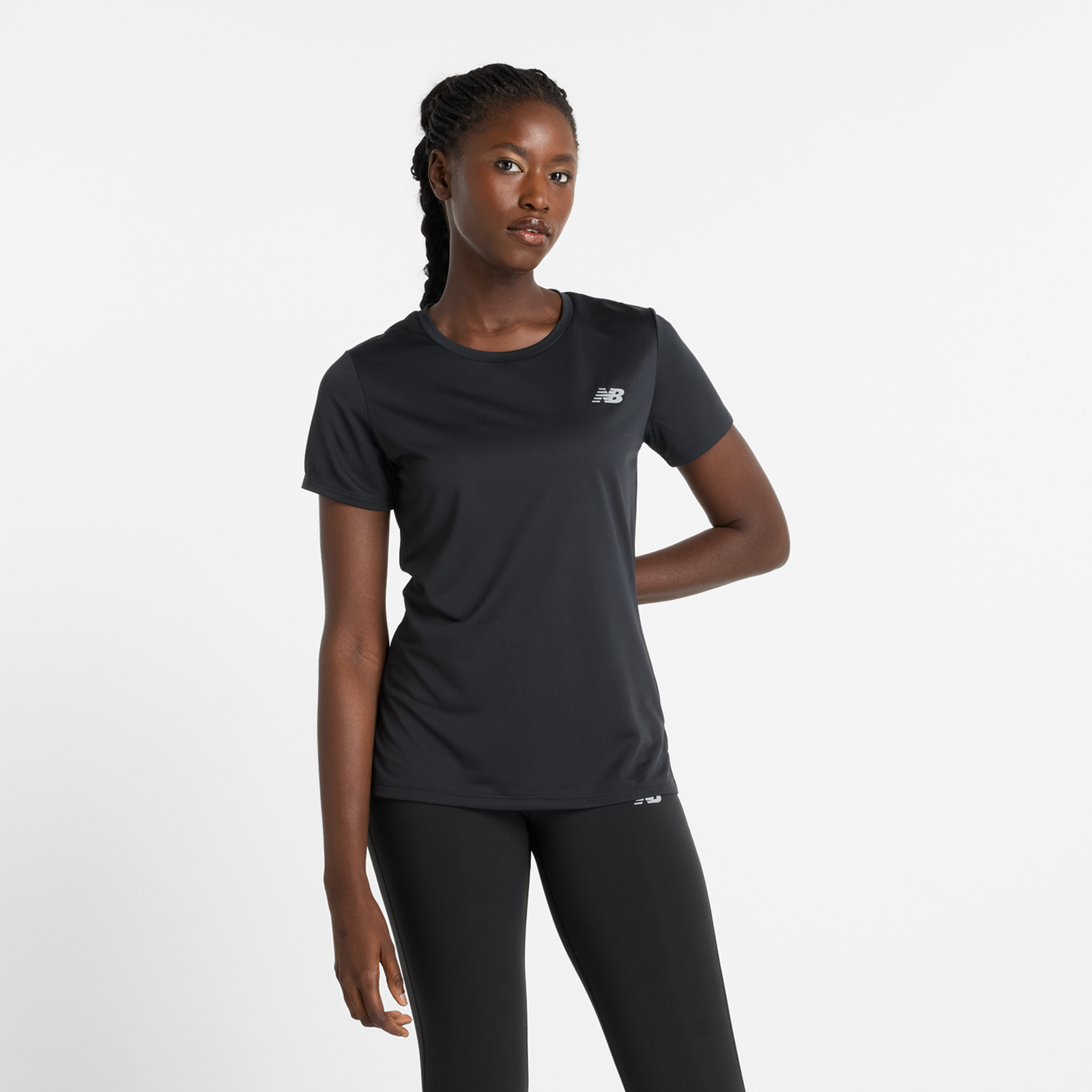 Image of New Balance New Balance W Sport Short Sleeve Damen, schwarz, Grösse: L Slim Fit Damen, schwarz, Grösse: L