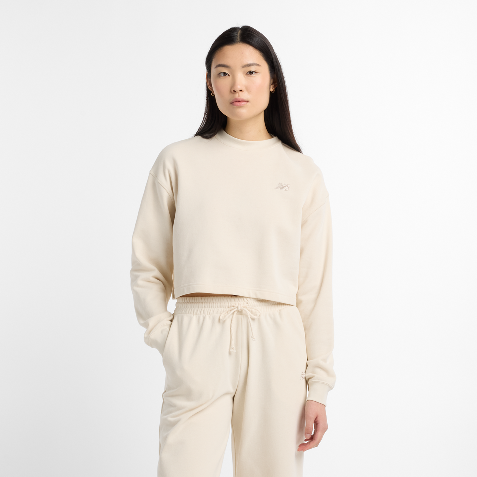 New Balance New Balance Coastal Fleece Crew Damen, beige, Grösse: L Oversized Fit Damen, beige, Grösse: L