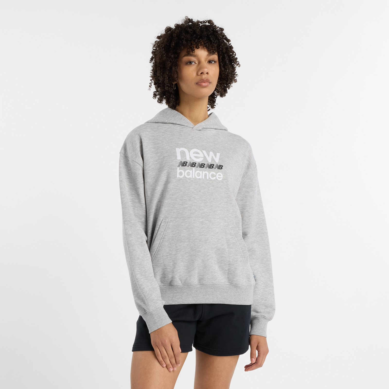 New Balance Sport Graphic French Terry Hoodie Oversized Fit Damen, athletic grey, Grösse: L
