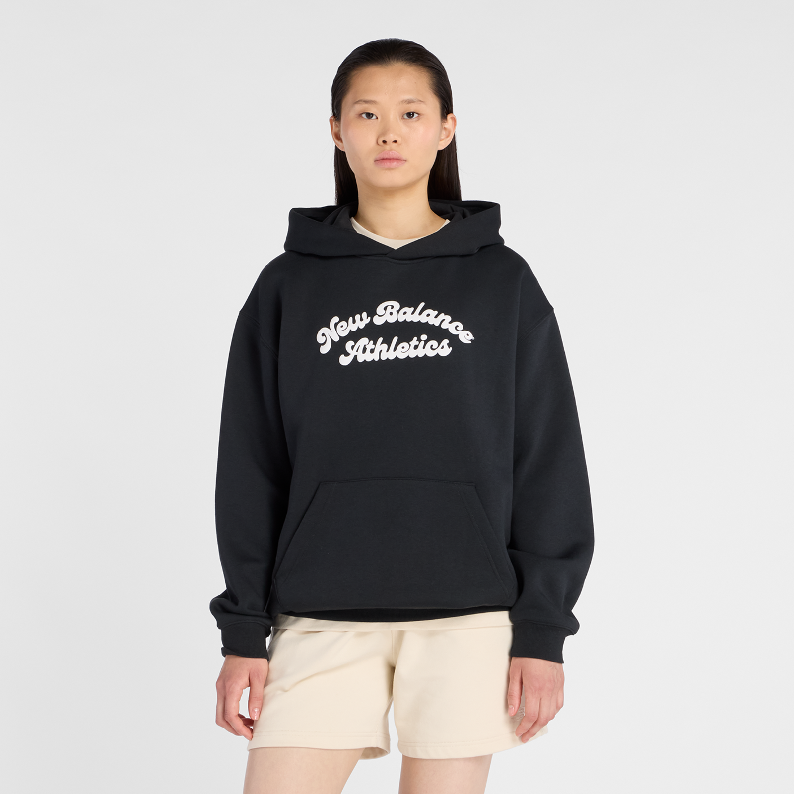 New Balance W Linear Heritage Fleece Long Hoodie  Damen, black, Grösse: L