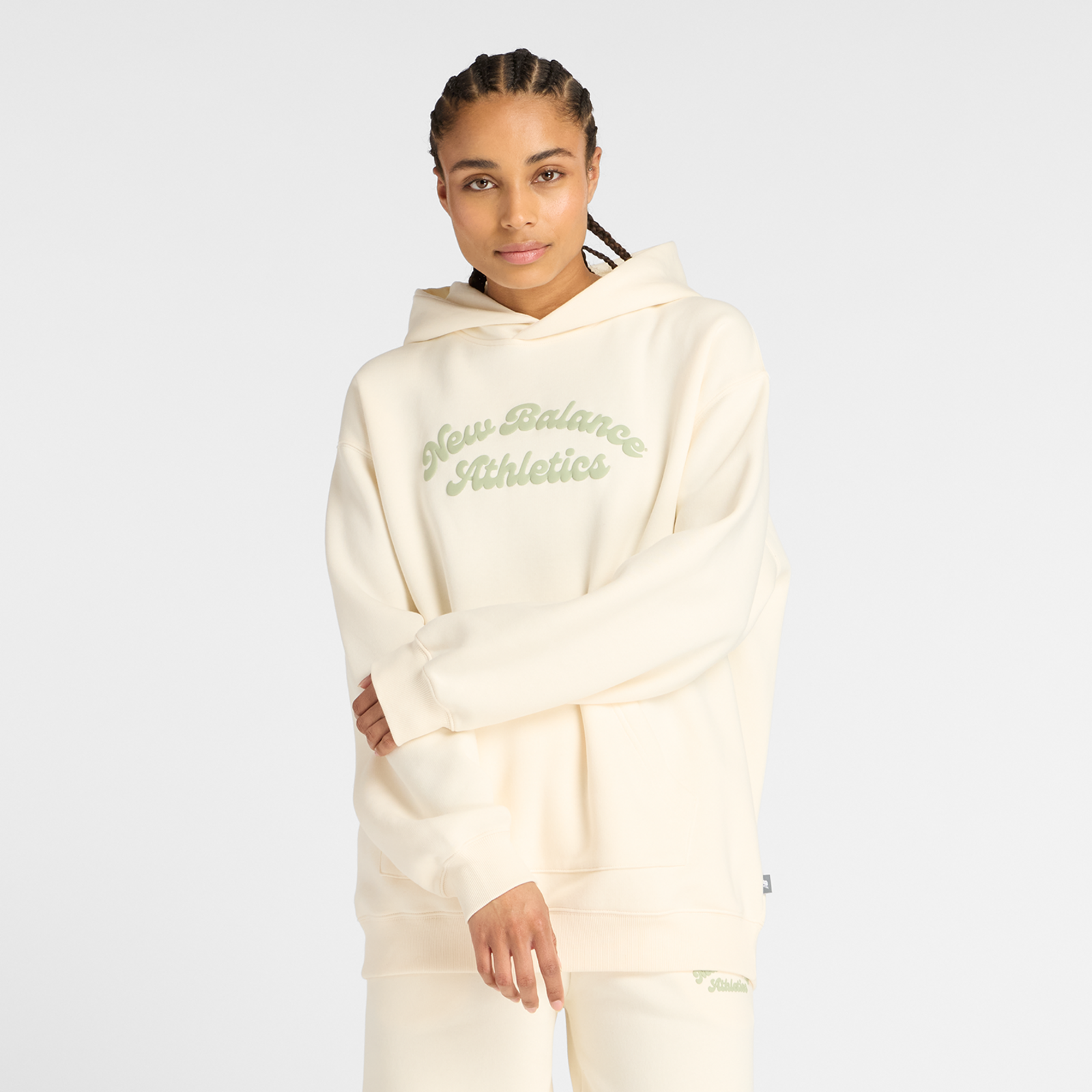 New Balance W Linear Heritage Fleece Long Hoodie  Damen, beige, Grösse: S