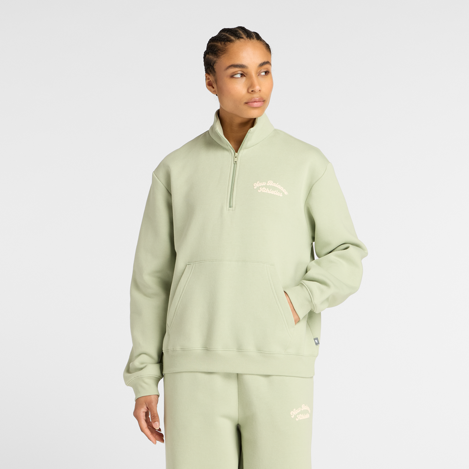 New Balance W Linear Heritage Fleece Half Zip  Damen, garter snake, Grösse: M