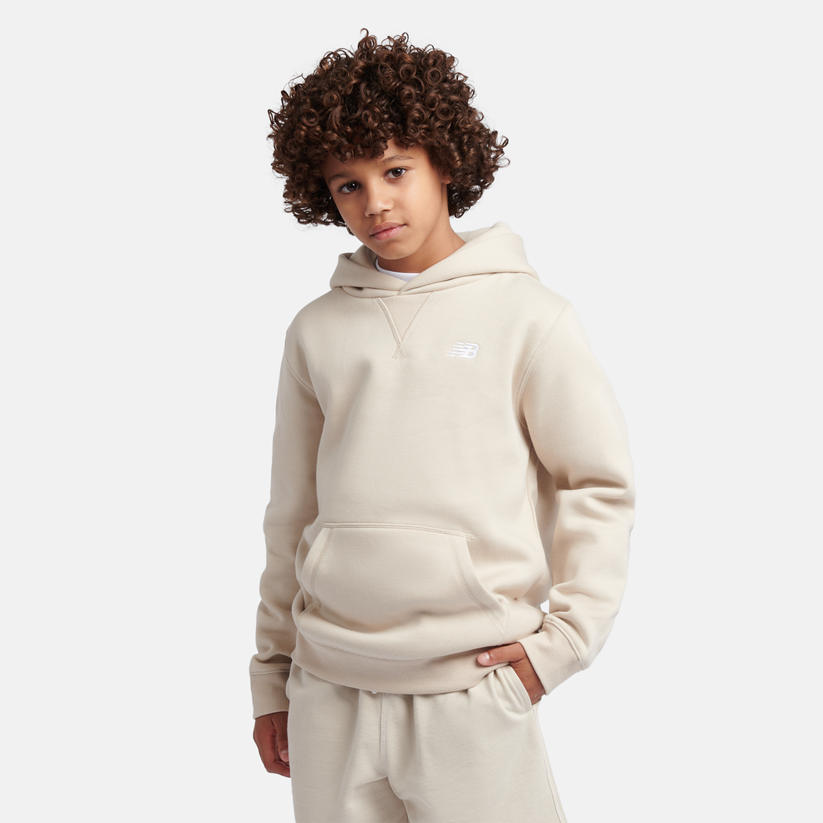 New Balance B New Balance French Terry Small Logo Hoodie  Jungen, timberwolf, Grösse: 12-13 Years