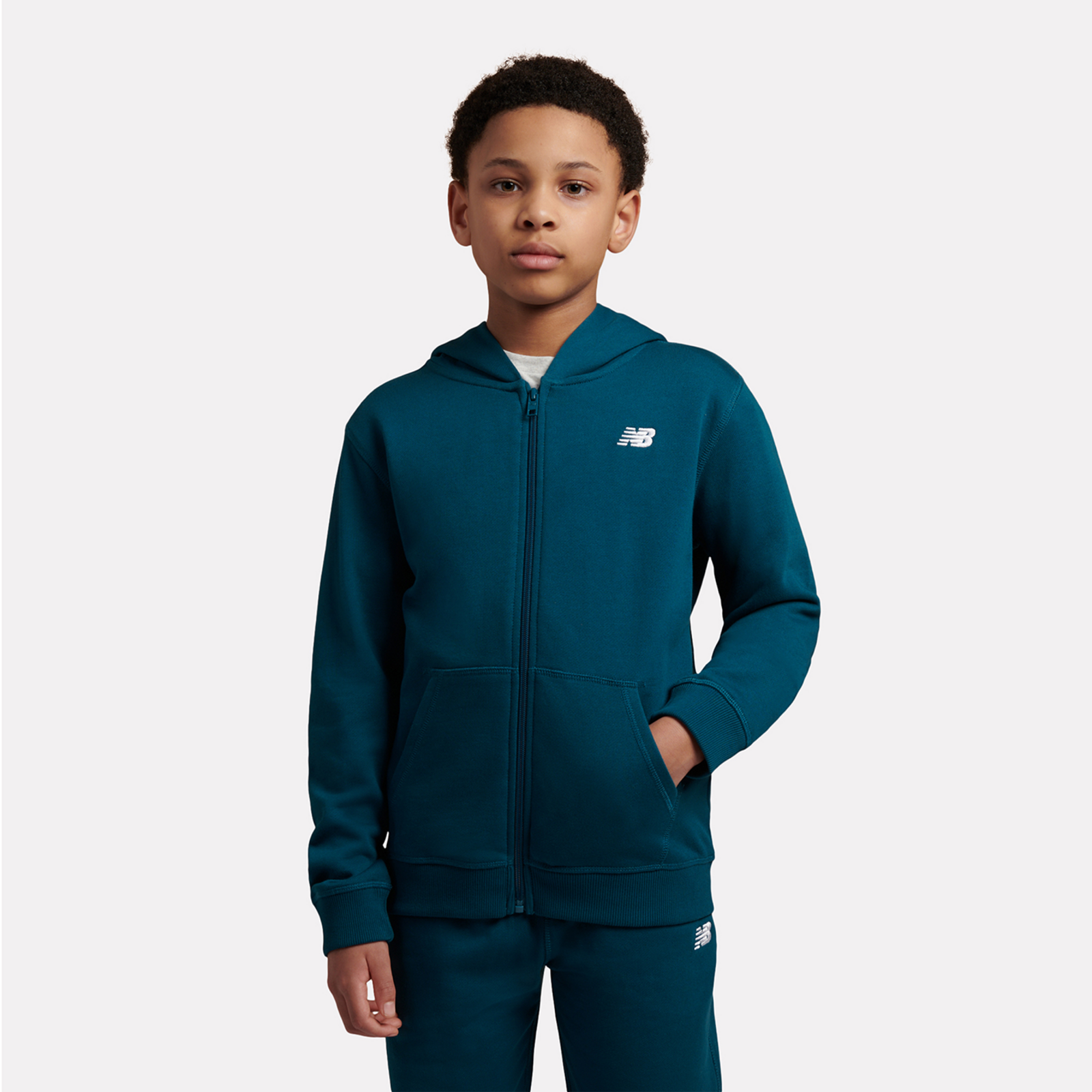 New Balance B New Balance French Terry Small Logo FZ Hoodie  Jungen, blau, Grösse: 12-13 Years