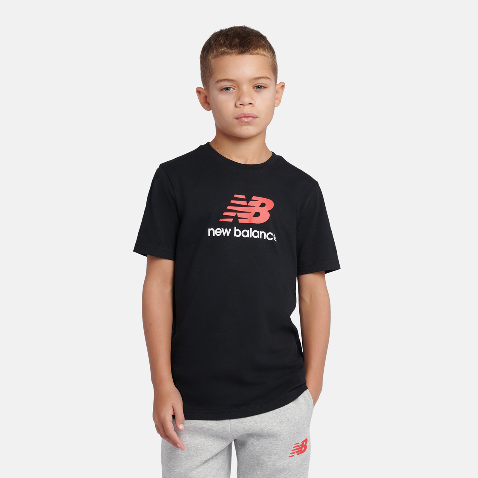New Balance B NEW BALANCE JERSEY STACKED LOGO TEE  Jungen, nb caviar, Grösse: 7-8 Years