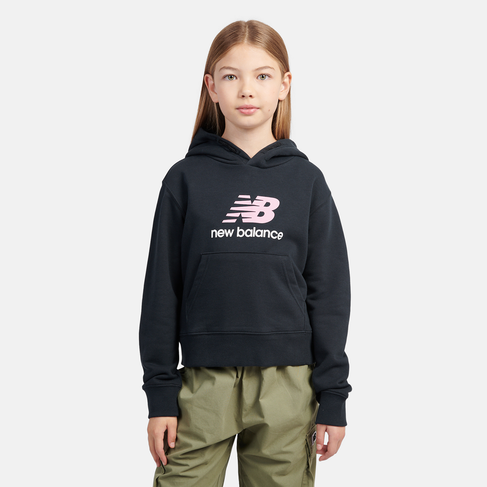 New Balance G NEW BALANCE FT STACKED LOGO HOODIE  Mädchen, nb caviar, Grösse: 10-11 Years
