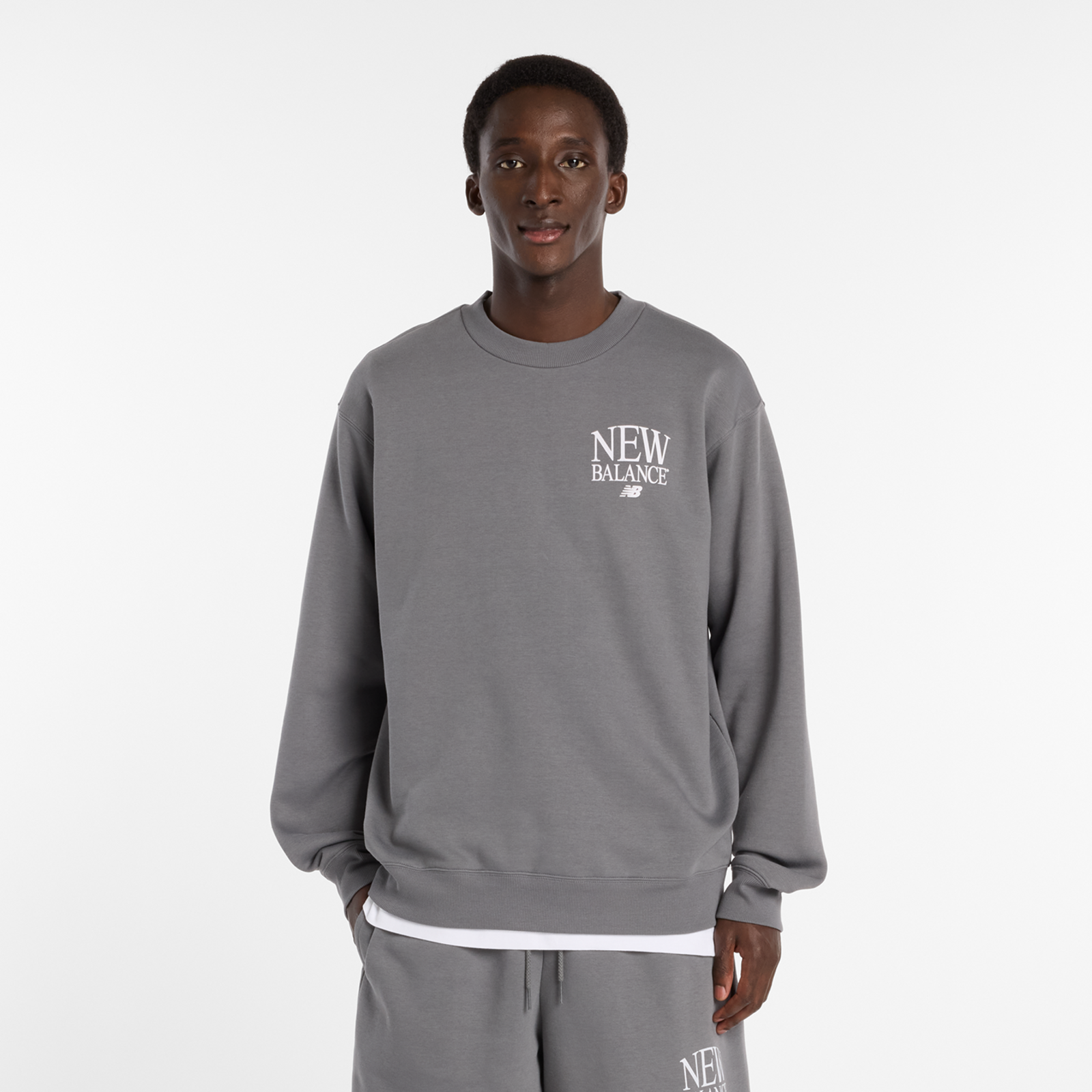 New Balance Reimagined Fleece Crew  Herren, castlerock, Grösse: S