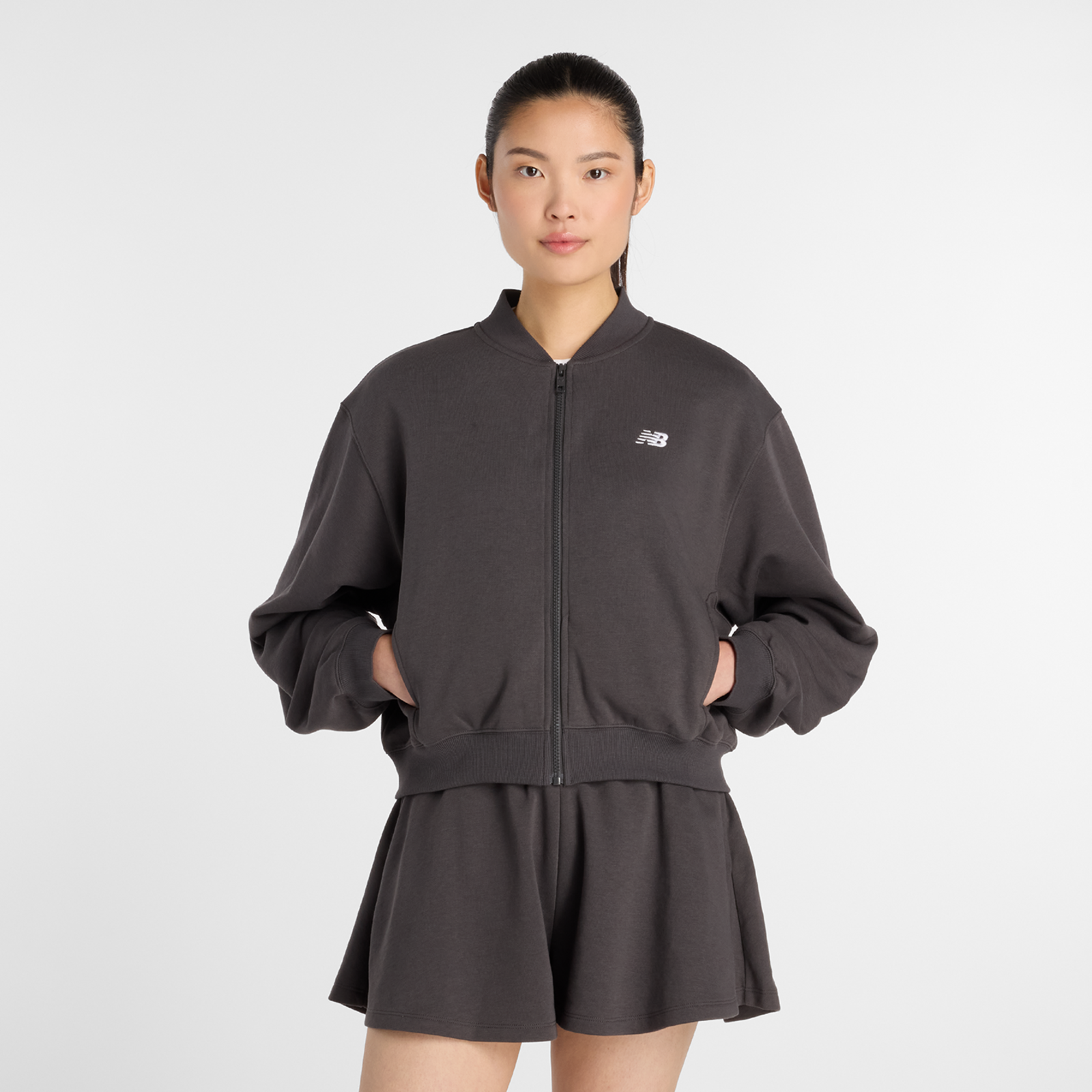 New Balance W French Terry Bomber  Damen, faded black, Grösse: XL