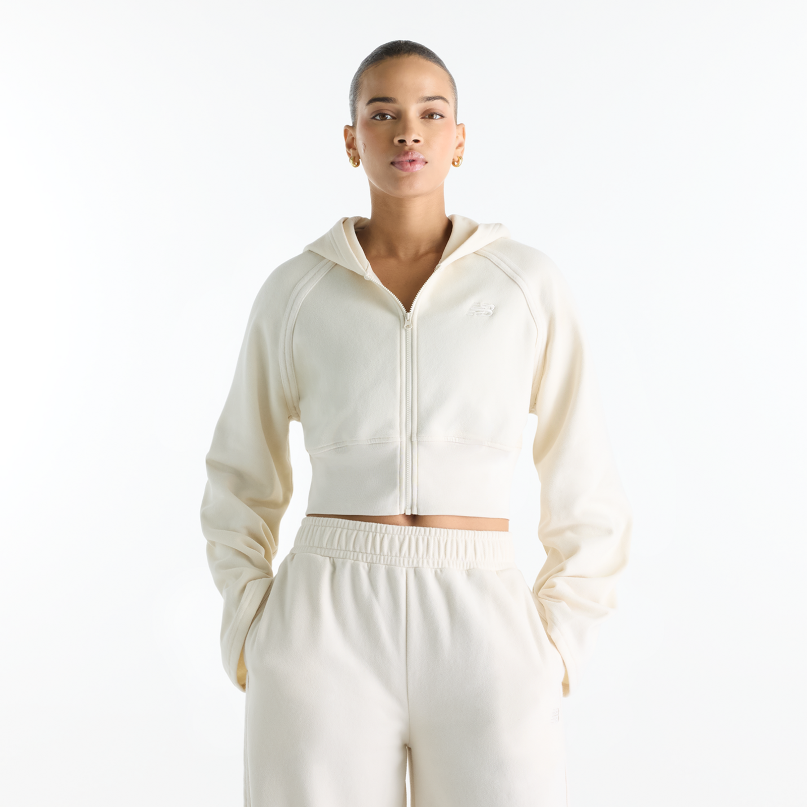 New Balance New Balance W Brushed Coastal Fleece Full Zip Damen, beige, Grösse: XL  Damen, beige, Grösse: XL