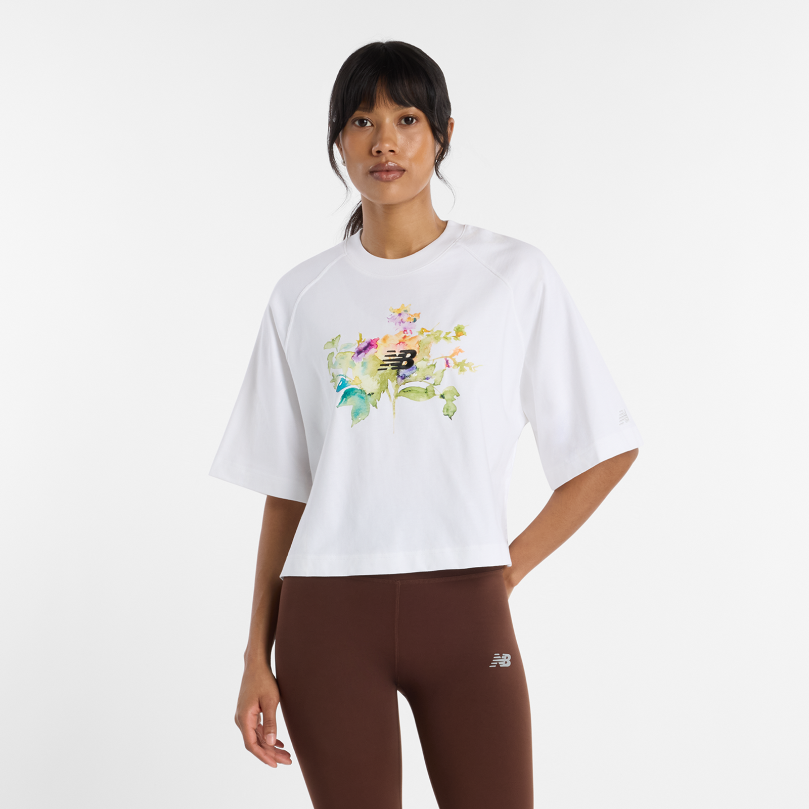 New Balance W Watercolor Multi Boxy T-Shirt  Damen, weiss, Grösse: XL