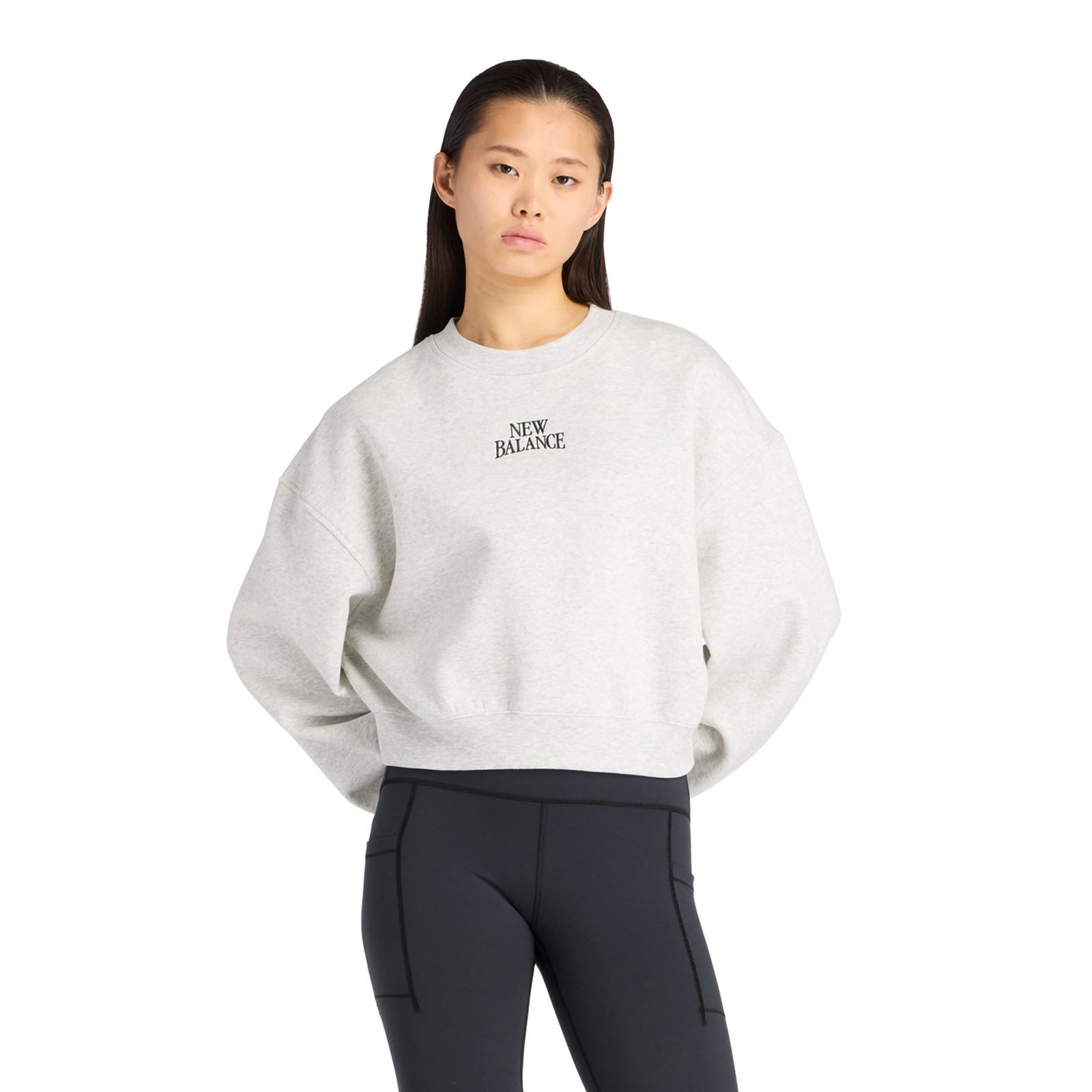 New Balance W Linear Heritage Fleece Crew  Damen, ash heather, Grösse: XL