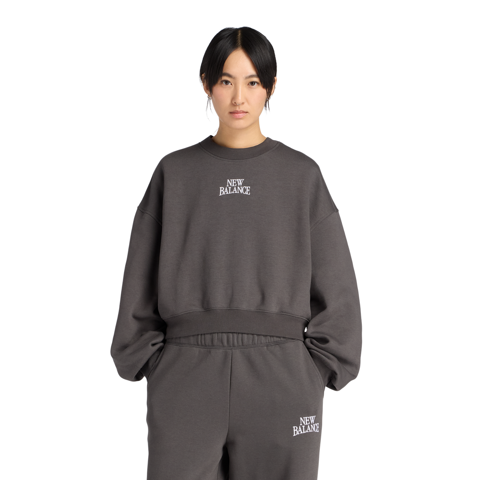 New Balance New Balance W Linear Heritage Fleece Crew Damen, schwarz, Grösse: XS  Damen, schwarz, Grösse: XS
