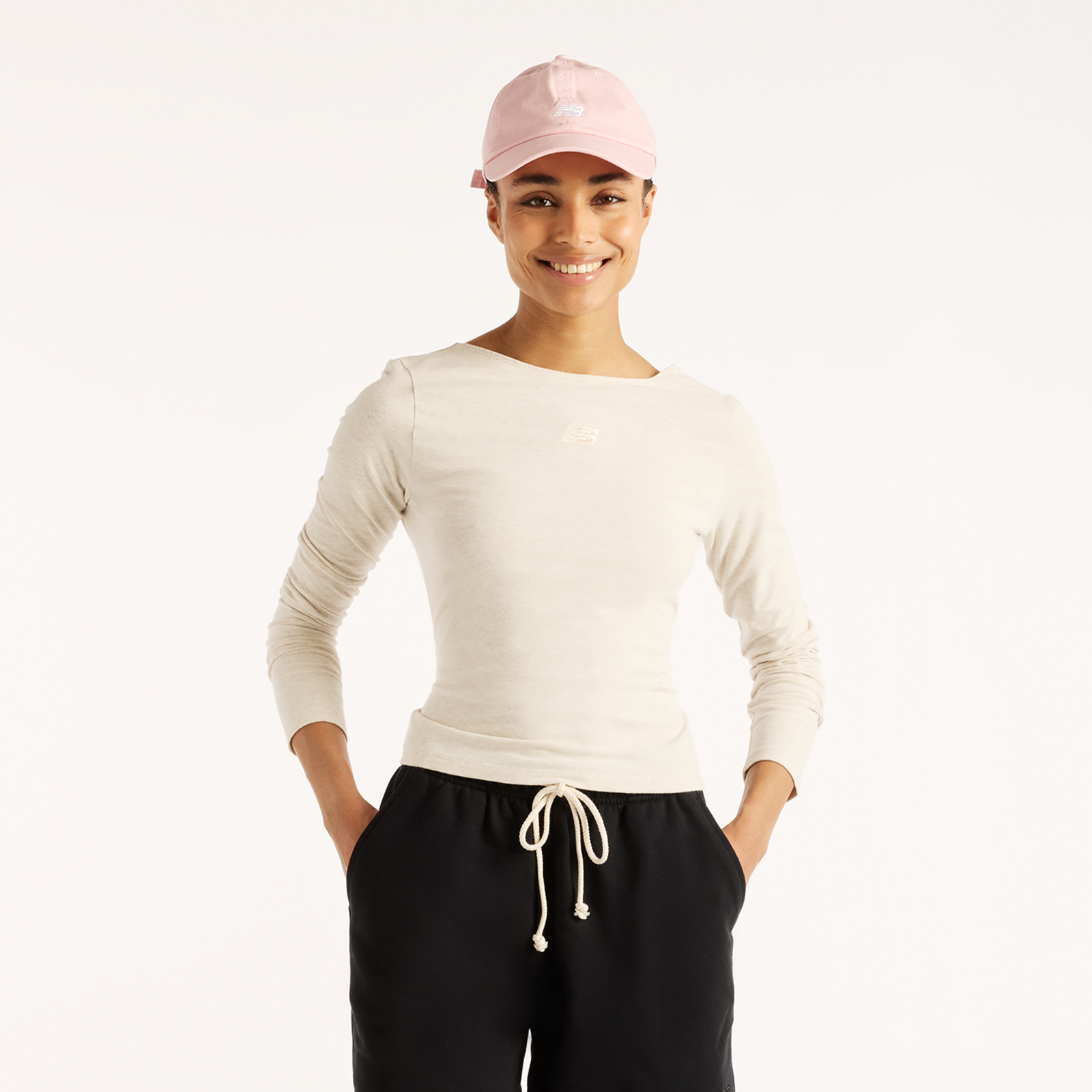 New Balance New Balance W Open-Back Fitted Long Sleeve Damen, weiss, Grösse: S  Damen, weiss, Grösse: S