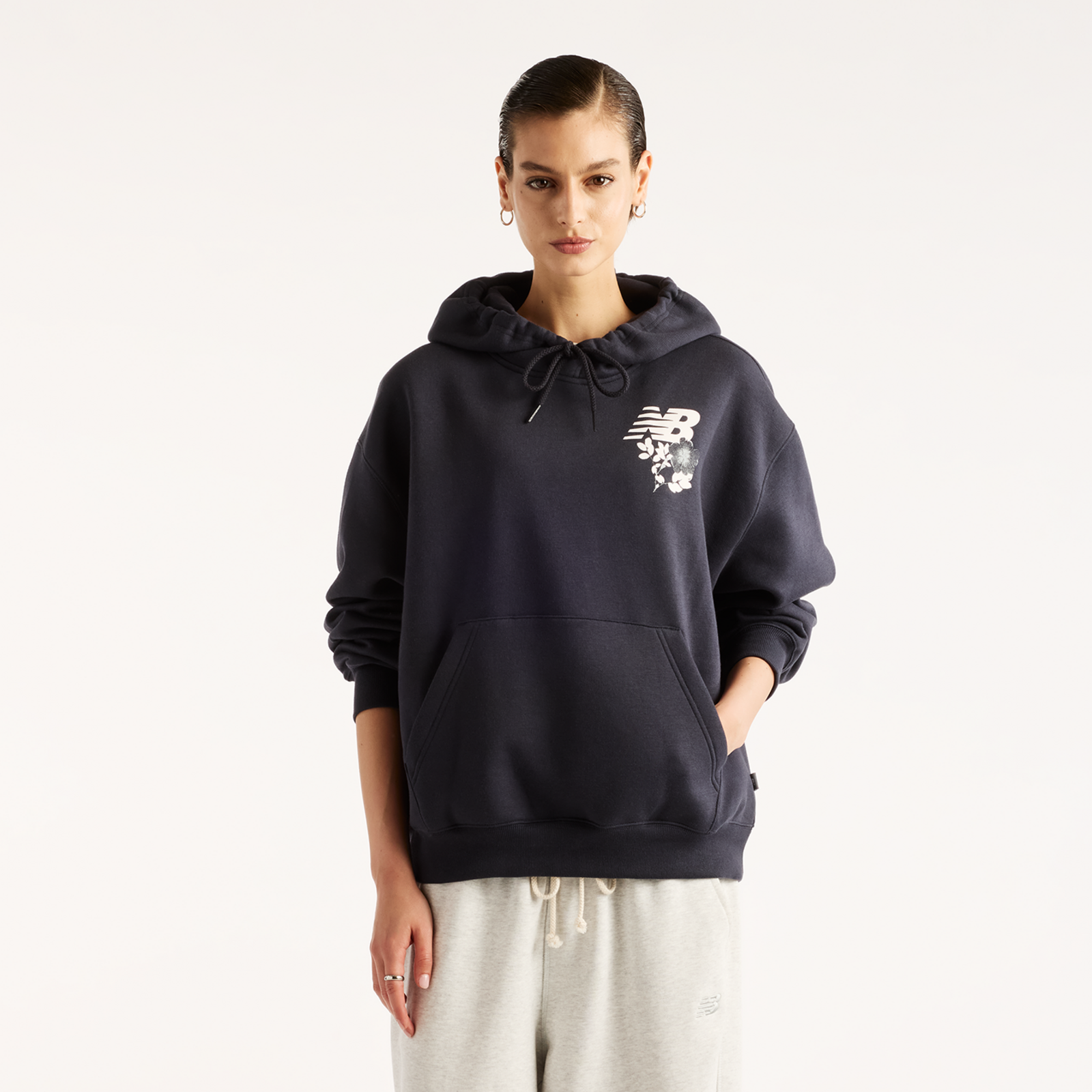 New Balance New Balance W Pressed Flowers Hoodie Damen, schwarz, Grösse: XL  Damen, schwarz, Grösse: XL