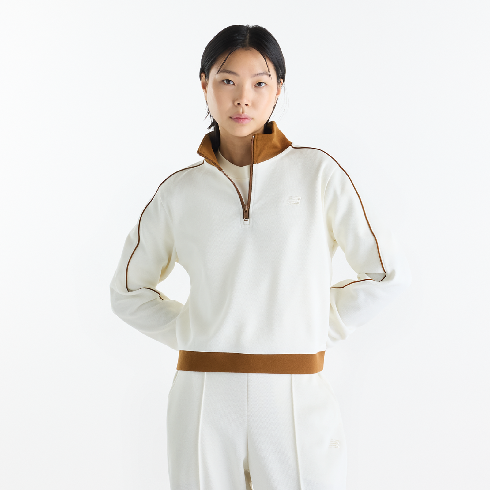 New Balance New Balance W Sport Legacy Pique 1/4 Zip Damen, beige, Grösse: XS  Damen, beige, Grösse: XS