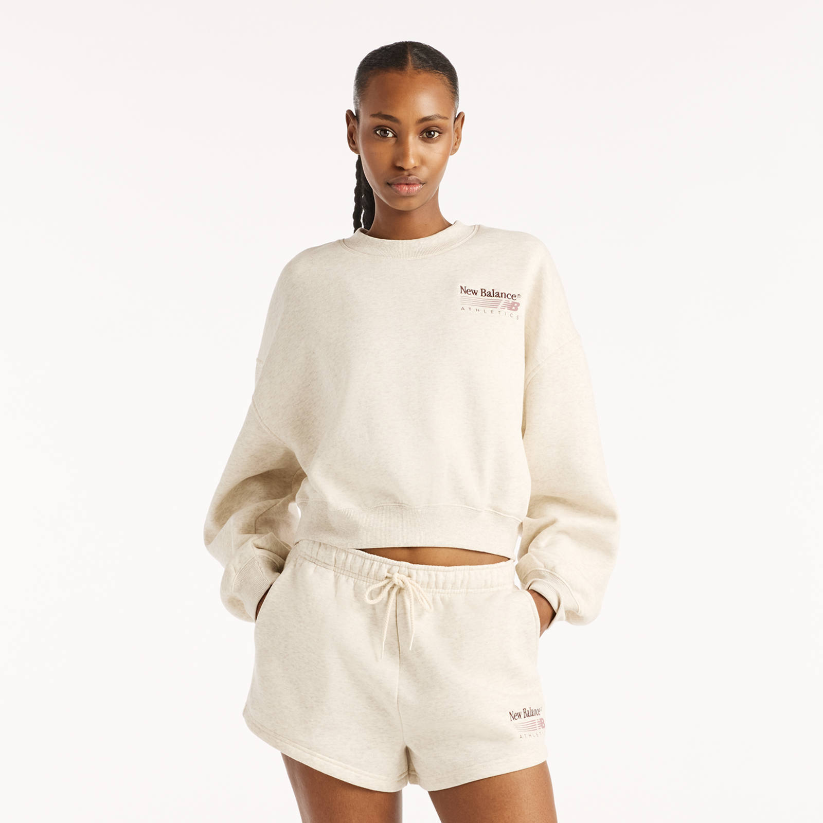 New Balance W Trackside Fleece Crew  Damen, weiss, Grösse: XL
