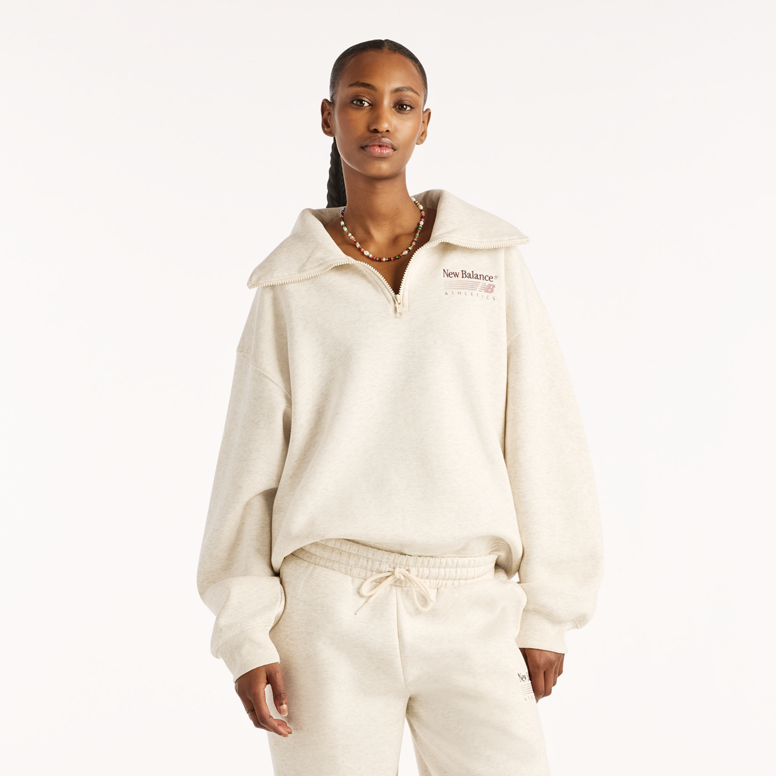 New Balance W Trackside Fleece Half Zip  Damen, weiss, Grösse: L