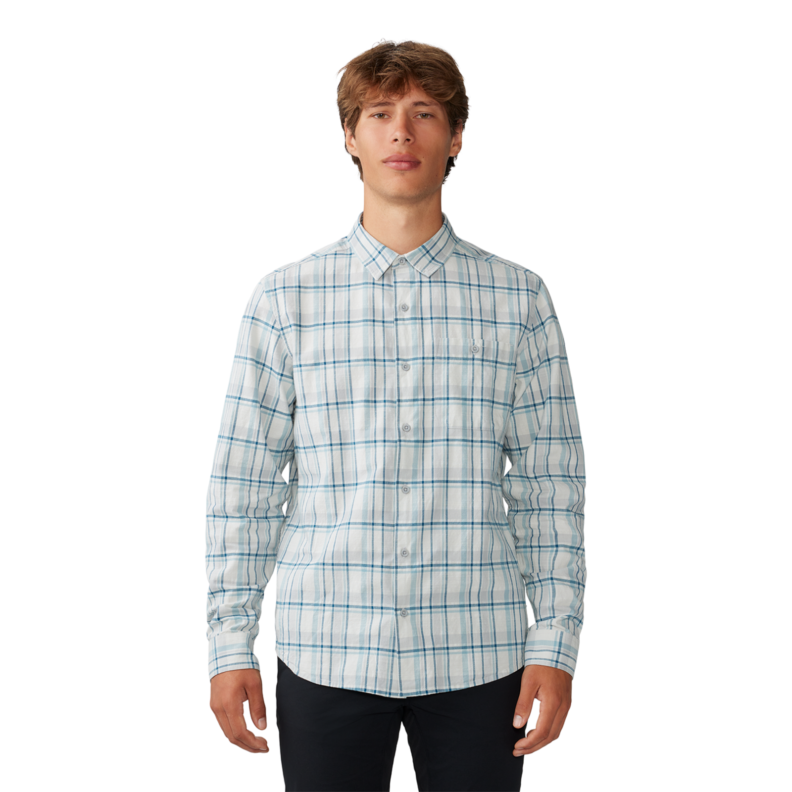 Mountain Hardwear M Big Cottonwood Langarm Shirt für Herren, Glacial trailhead plaid 093, Grösse: M